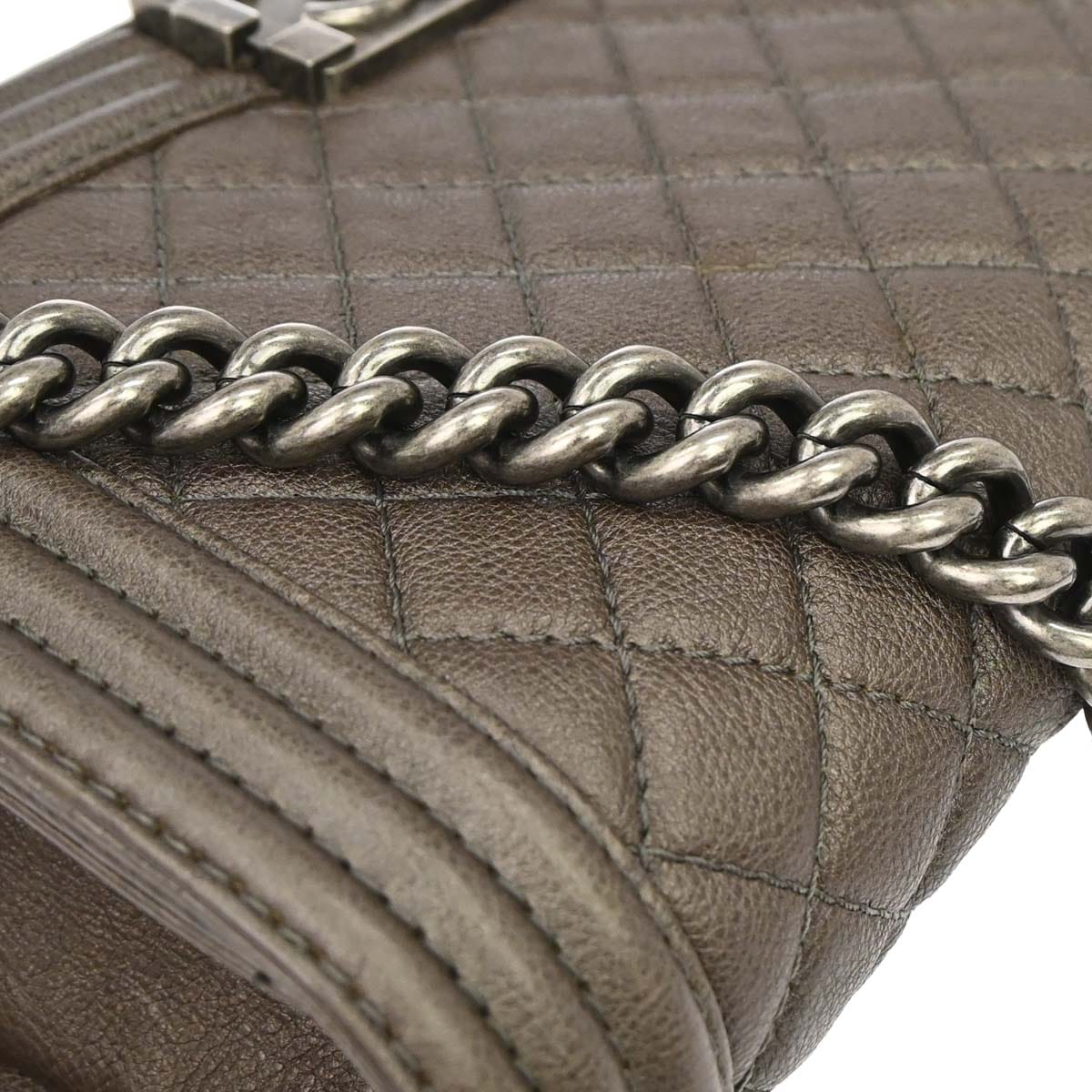 Chanel Boy Chanel 2013 - 2014 Brown Calfskin Medium Chain Shoulder Bag