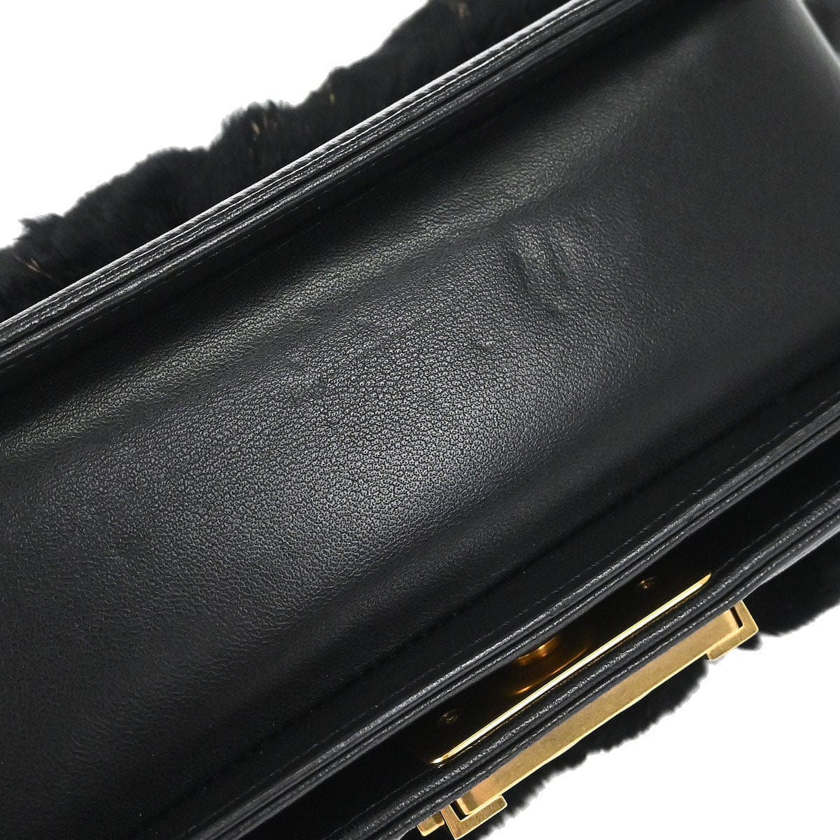 Chanel Boy Chanel 2015 - 2016 Black Lambskin Lapin Fur Small Chain Shoulder Bag