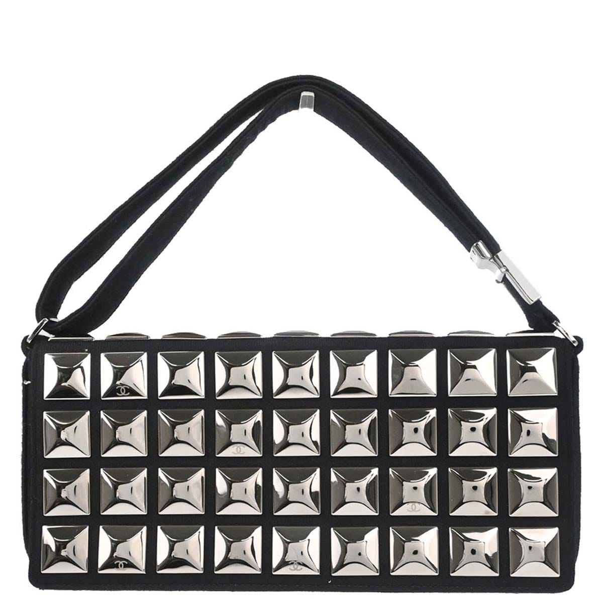 Chanel 2003 - 2004 Black Cotton Ice Cube Shoulder Bag