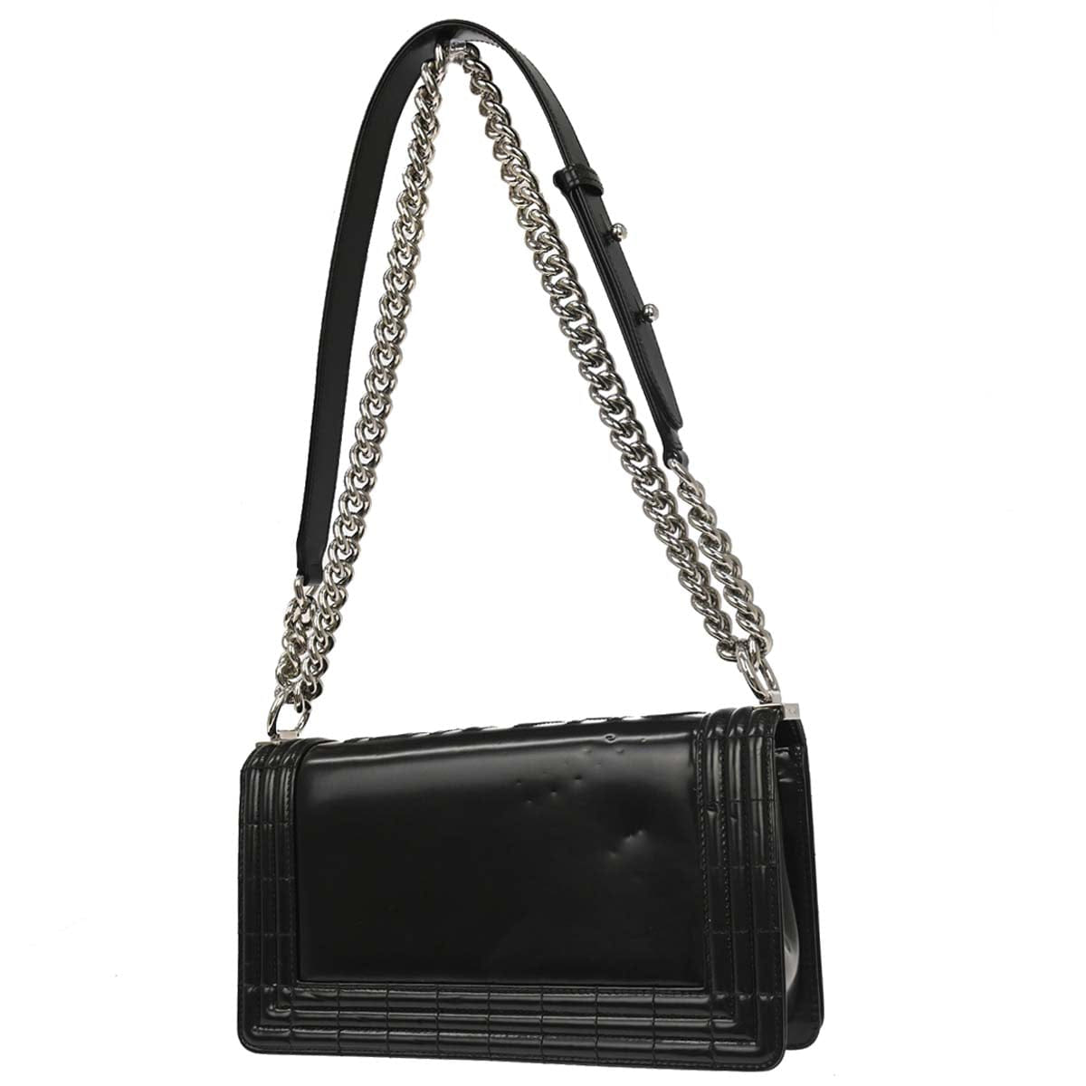Chanel Boy Chanel 2012 Black Glazed Calfskin Medium Chain Shoulder Bag
