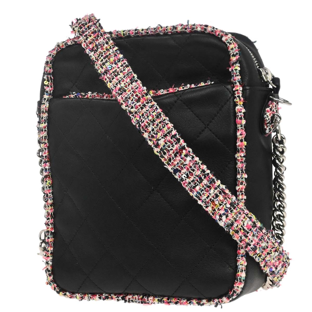 Chanel 2019 Black Tweed Lambskin Shoulder Bag