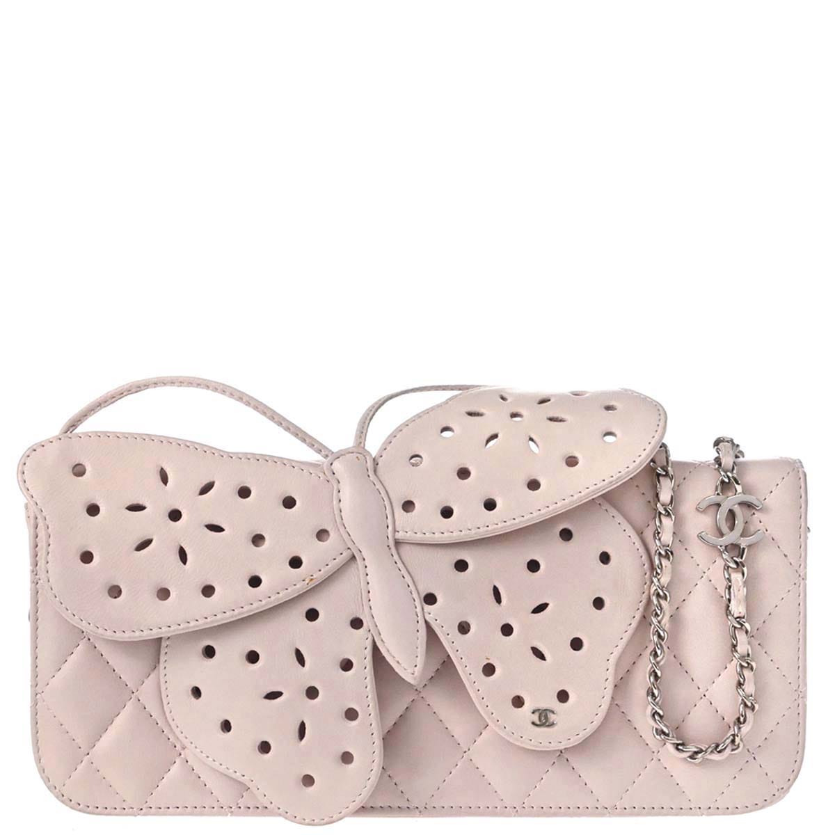 Chanel 2008 - 2009 Light Pink Lambskin Butterfly Shoulder Bag