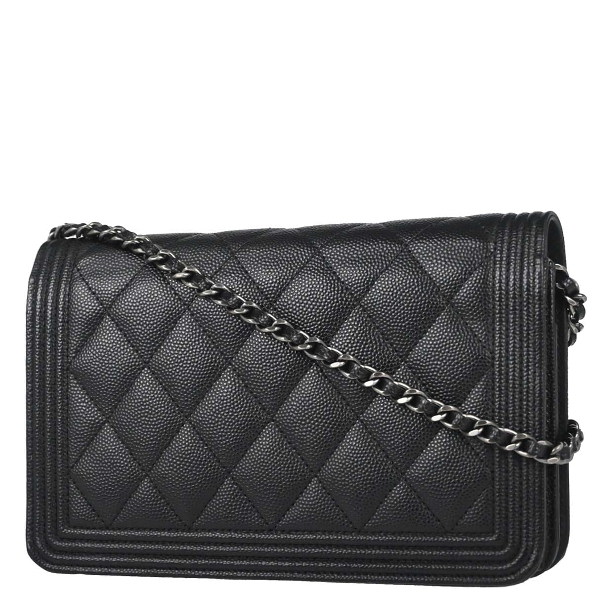 Chanel Boy Chanel 2018 Black Caviar Skin Chain WOC Shoulder Bag