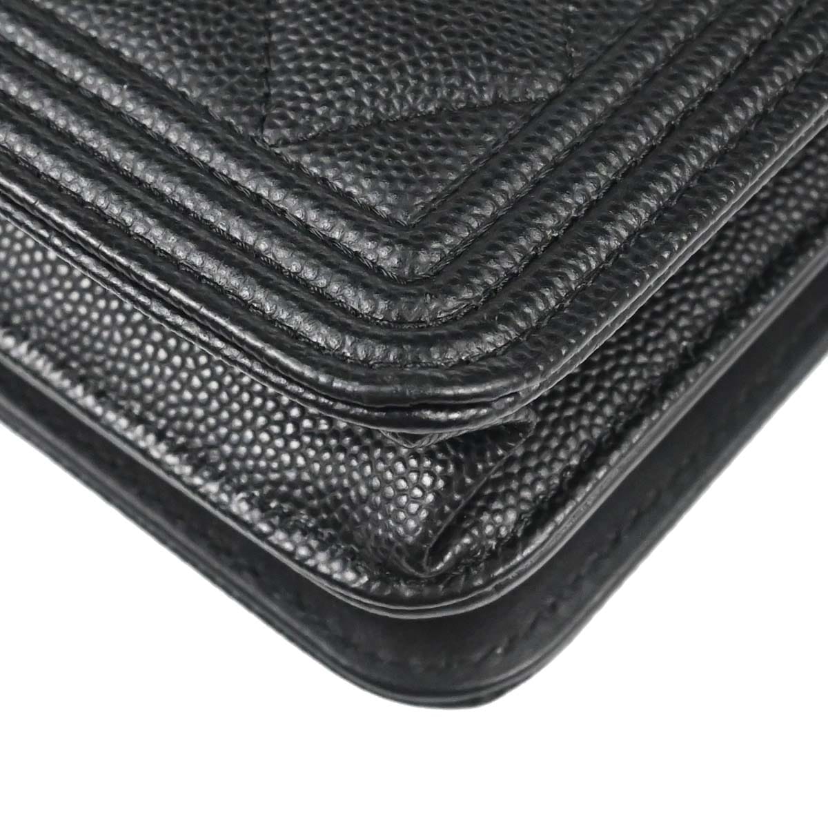 Chanel Boy Chanel 2018 Black Caviar Skin Chain WOC Shoulder Bag