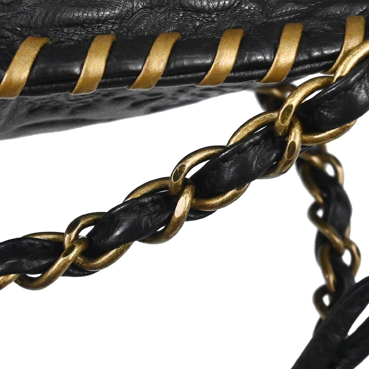 Chanel 2010 - 2011 Black Embossed Calfskin Icon Drawstring Bucket Shoulder Bag