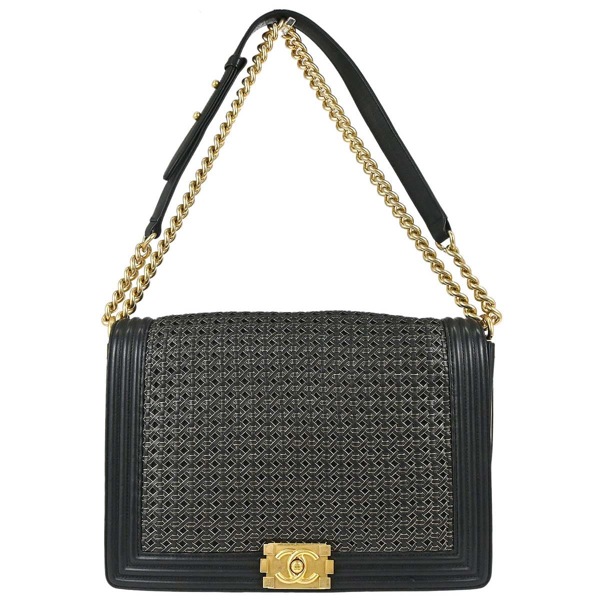 Chanel Boy Chanel 2014 Black Lambskin Large Shoulder Bag