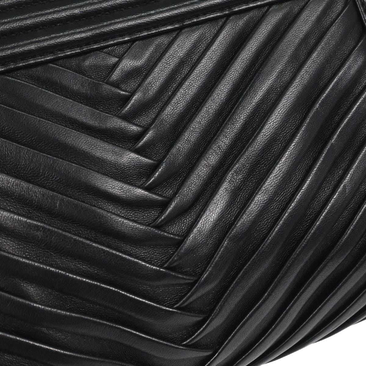 Chanel Boy Chanel 2017 Black Lambskin Chevron Medium Double Chain Shoulder Bag