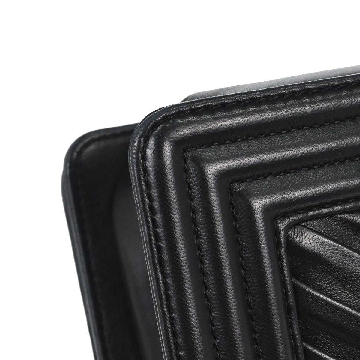 Chanel Boy Chanel 2017 Black Lambskin Chevron Medium Double Chain Shoulder Bag