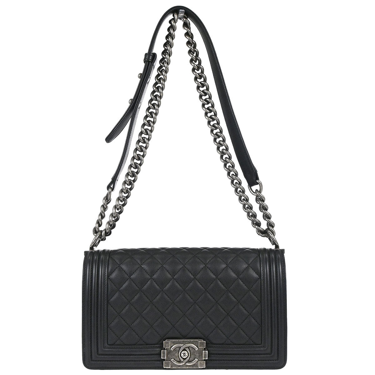 Chanel Boy 2018 Chanel Black Lambskin Medium Chain Shoulder Bag