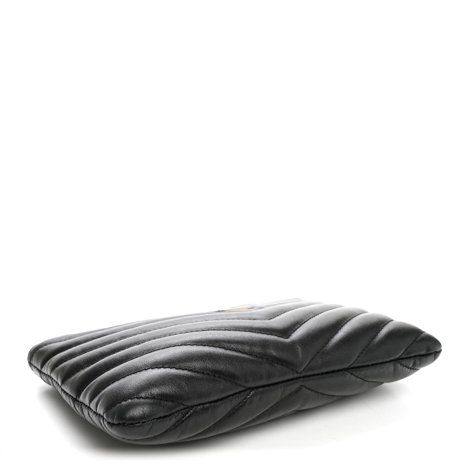 Saint Laurent Calfskin Matelasse Chevron Monogram Pouch Black