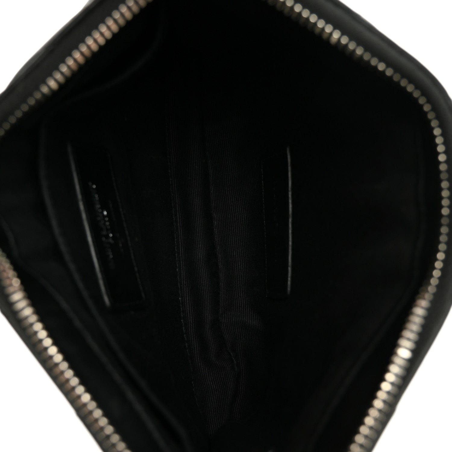 Saint Laurent Calfskin Matelasse Chevron Monogram Pouch Black