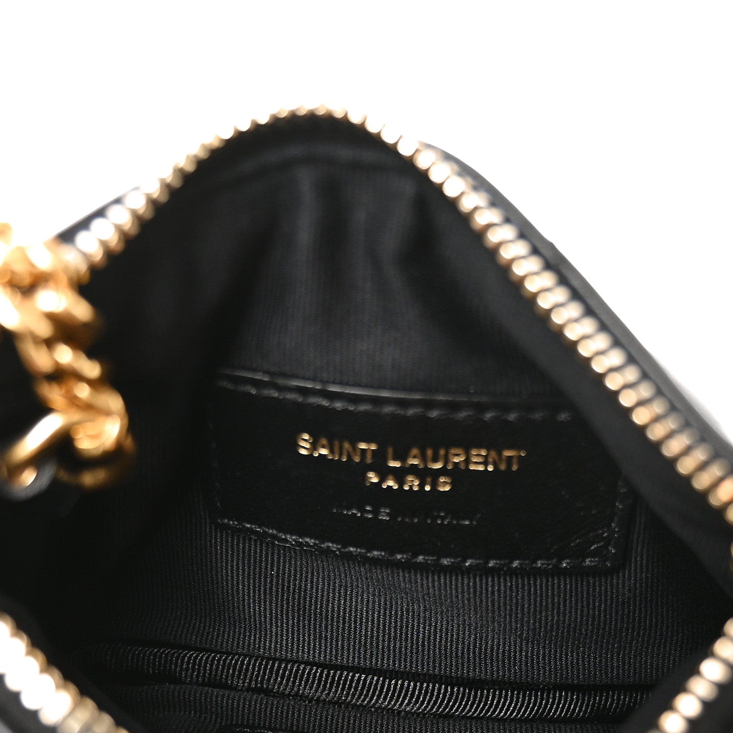 Saint Laurent Calfskin Matelasse Monogram Key Pouch Black