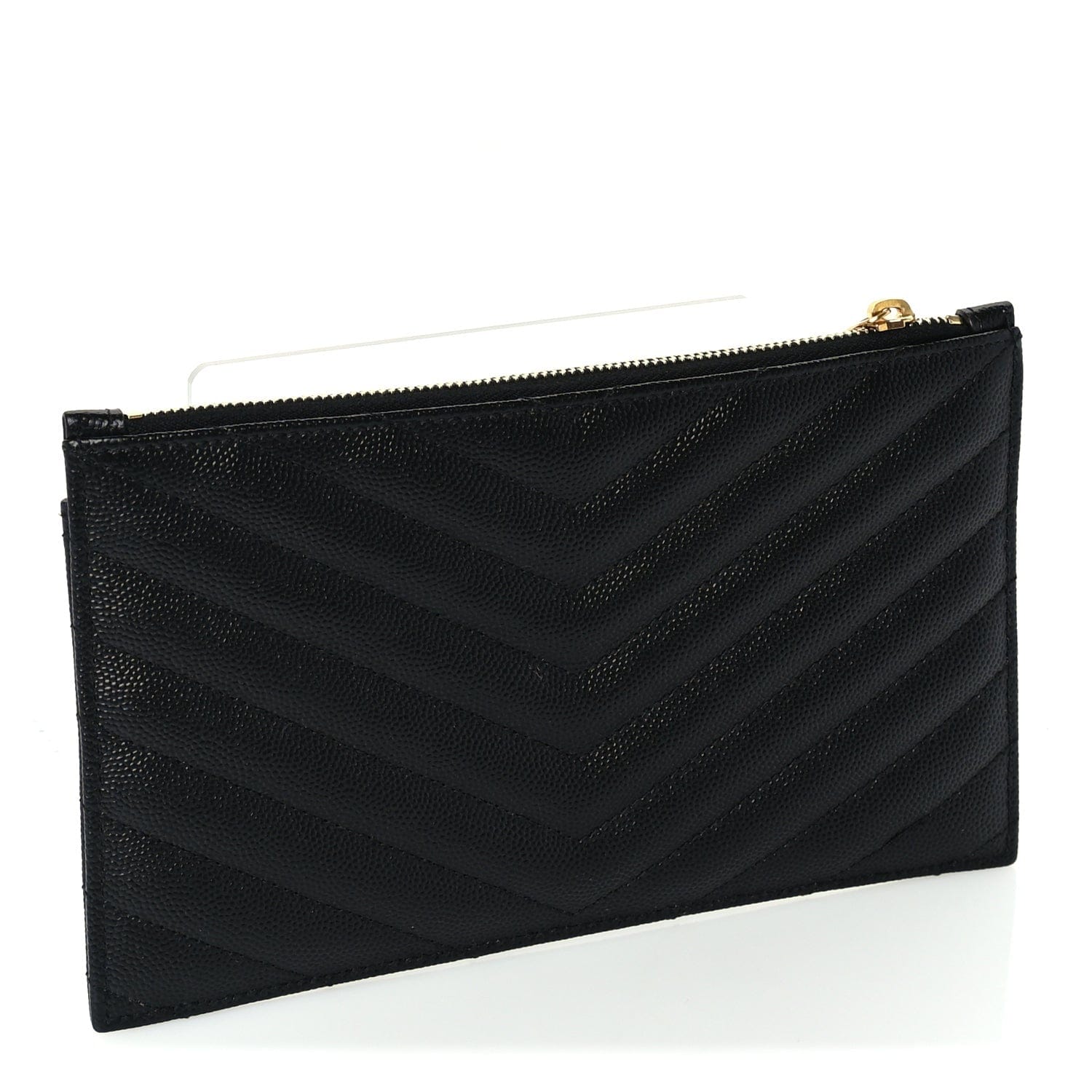 Saint Laurent Grain De Poudre Chevron Monogram Bill Pouch Black