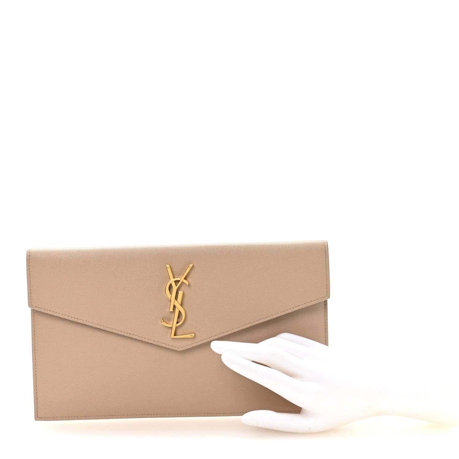 Saint Laurent Grain De Poudre Uptown Pouch Dark Beige