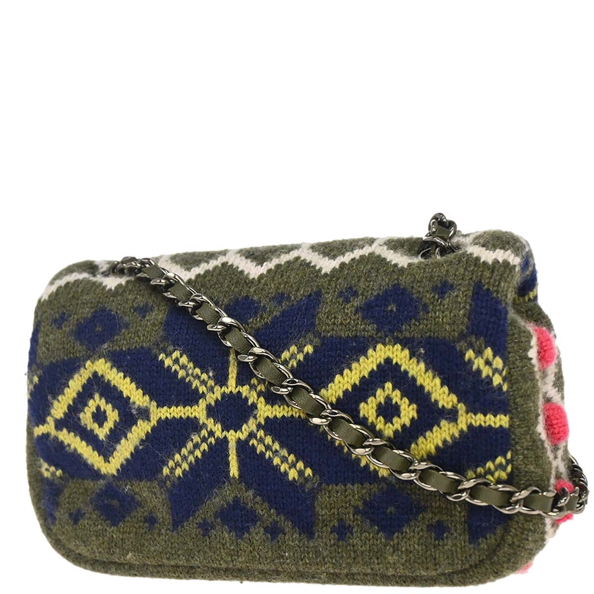 Chanel 2015 - 2016 Khaki Cashmere Paris - Salzburg Knit Chain Shoulder Bag