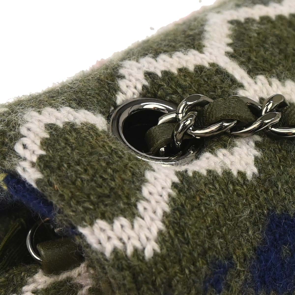 Chanel 2015 - 2016 Khaki Cashmere Paris - Salzburg Knit Chain Shoulder Bag