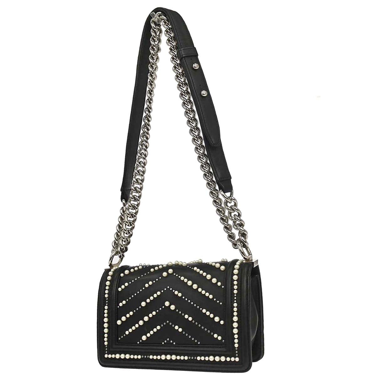 Chanel Boy Chanel 2019 Black Lambskin Costume Pearl Small Chain Shoulder Bag