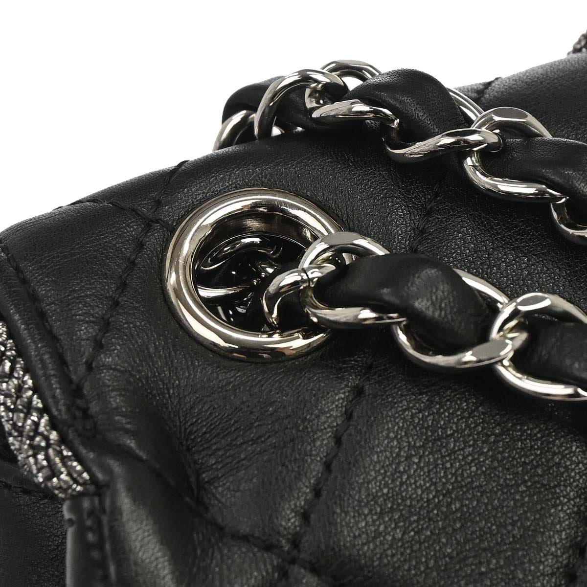 Chanel 2019 Black Lambskin Lurex Elementary Chic Flap Shoulder Bag