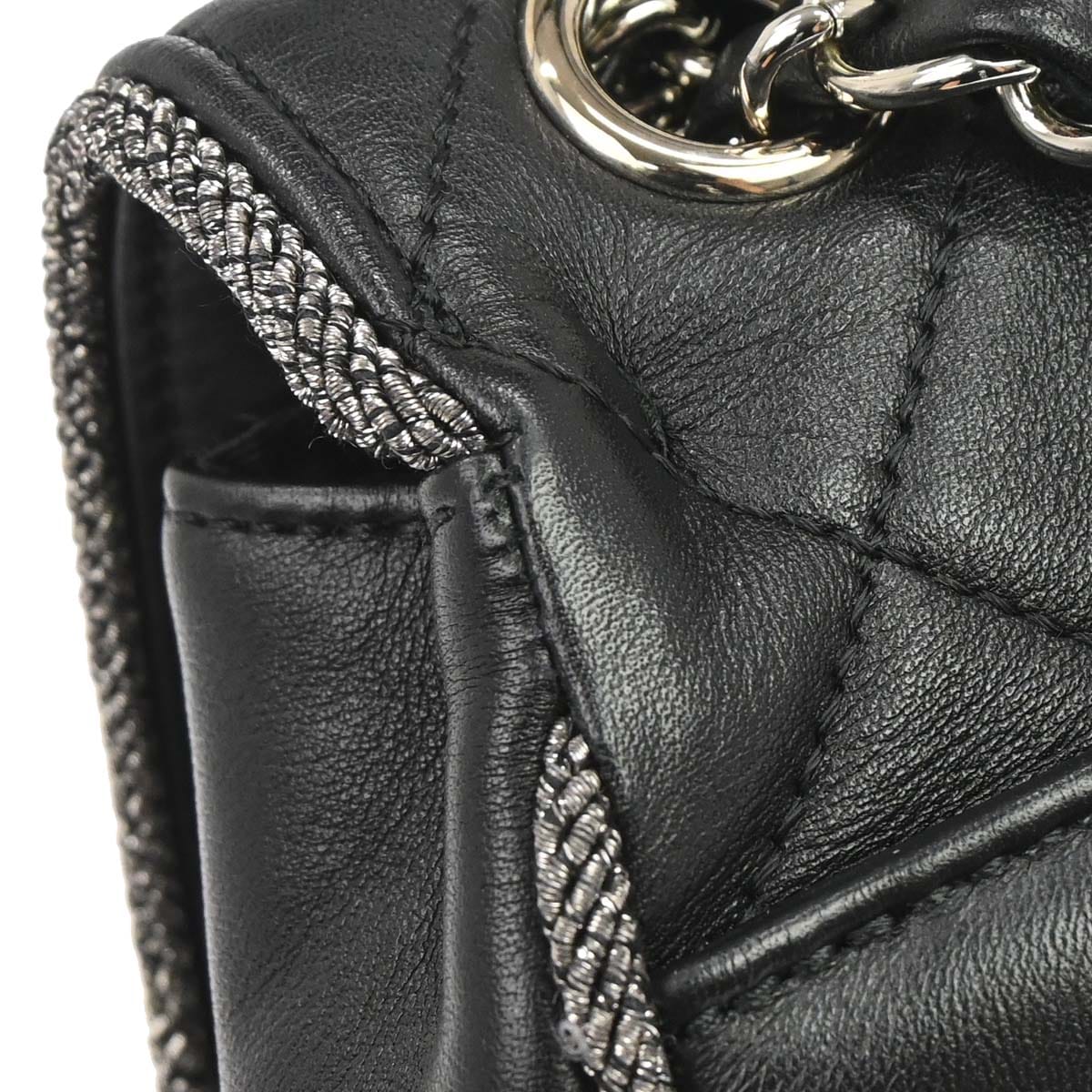Chanel 2019 Black Lambskin Lurex Elementary Chic Flap Shoulder Bag
