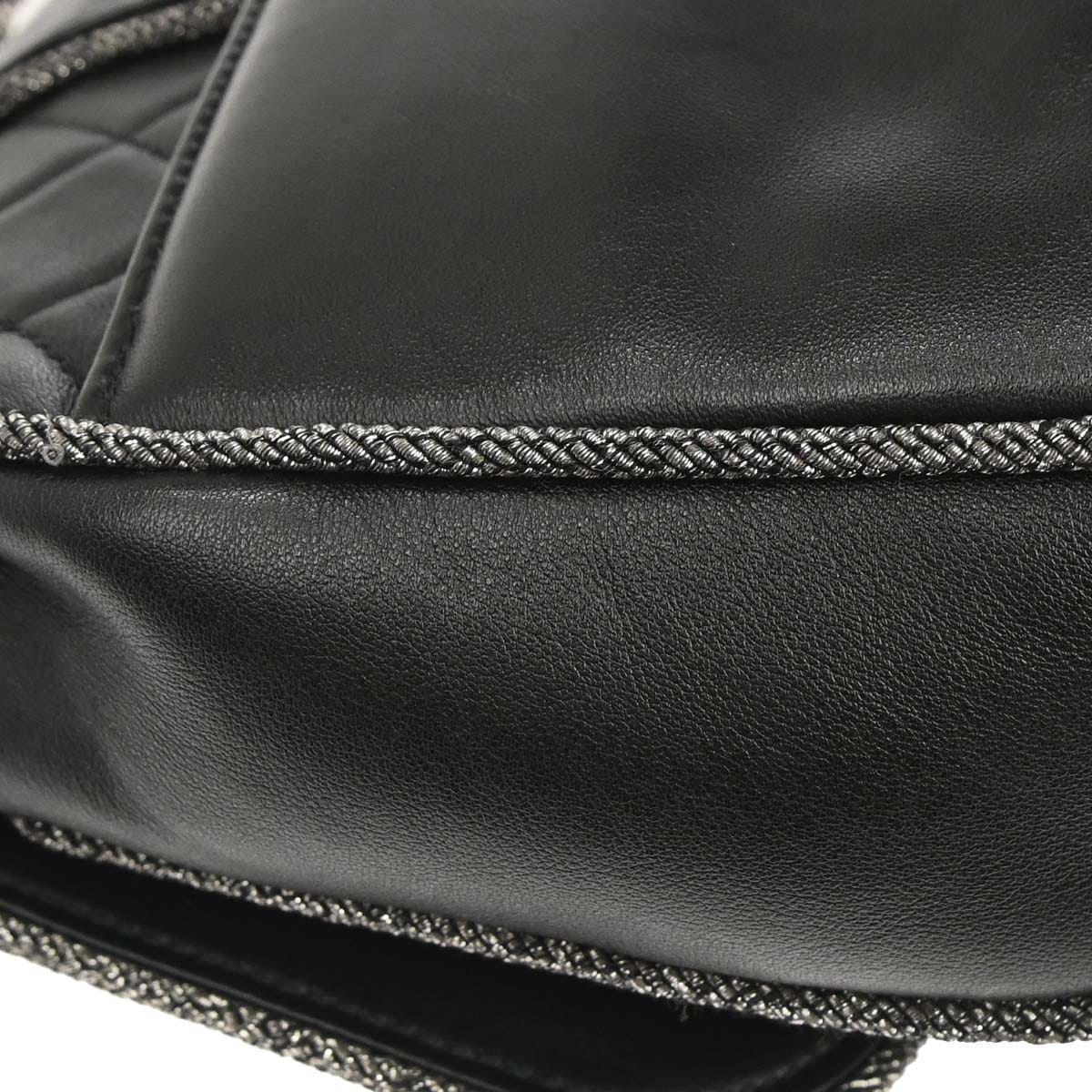 Chanel 2019 Black Lambskin Lurex Elementary Chic Flap Shoulder Bag