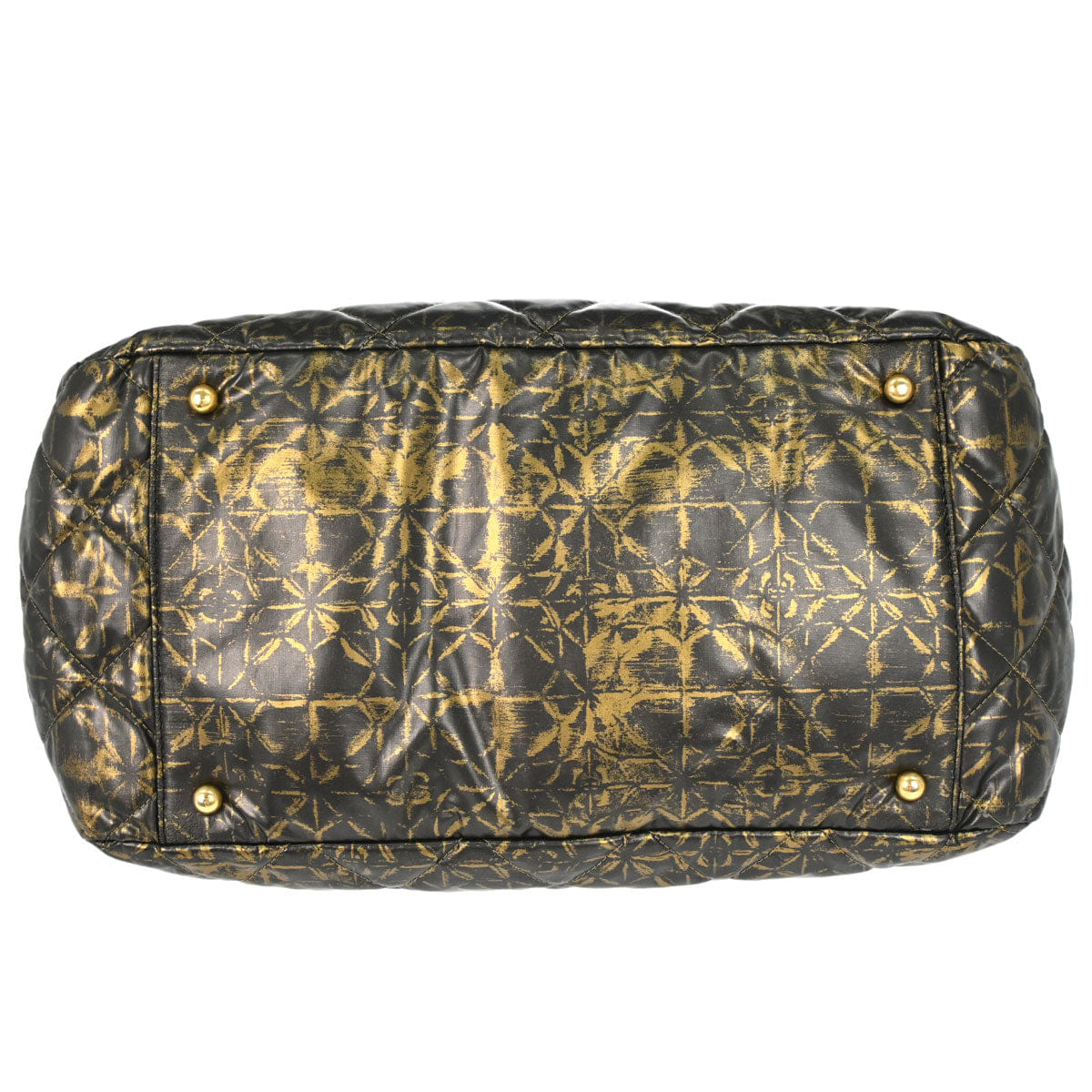 Chanel 2009 - 2010 Black Gold Printed Nylon Accordion Flap Bag
