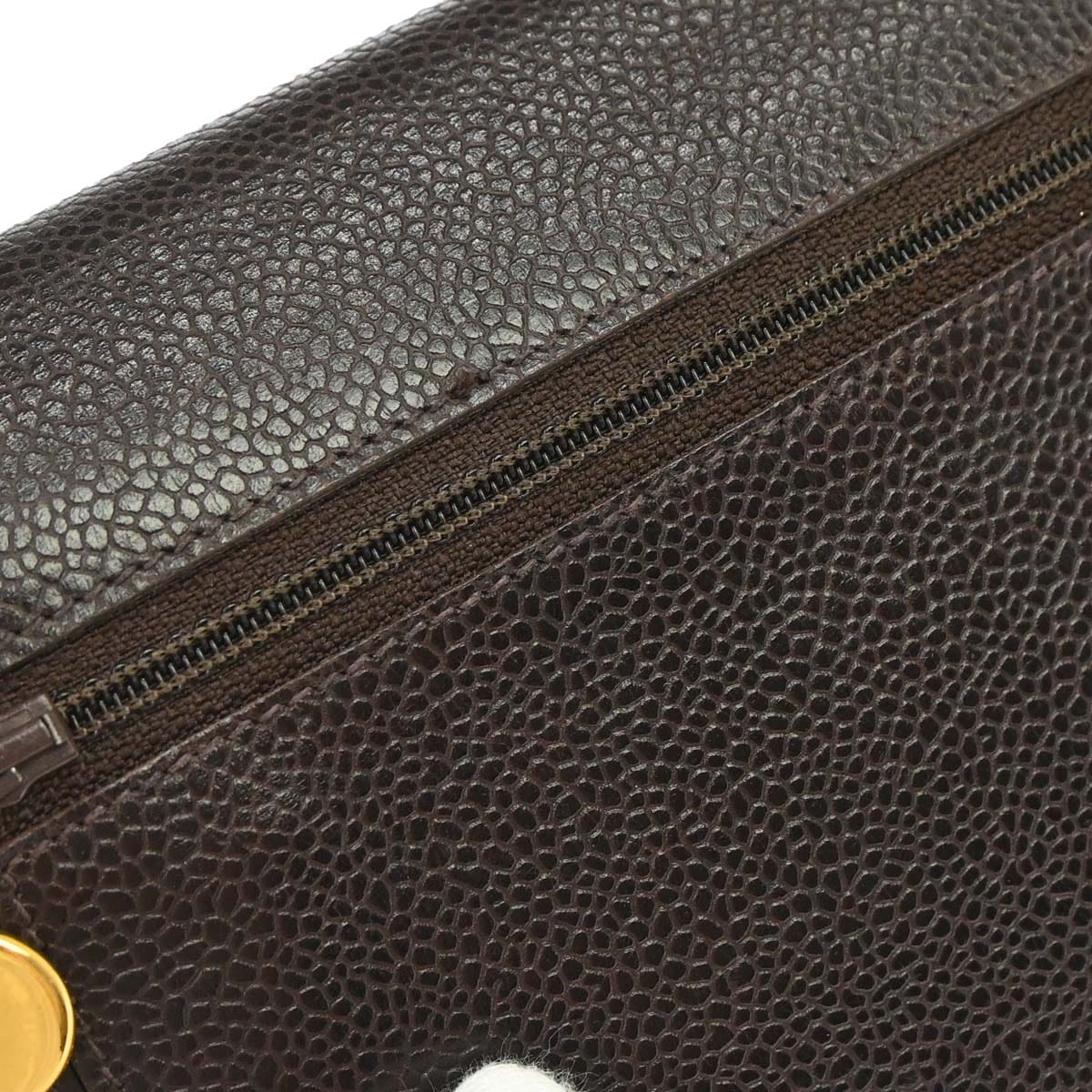 Chanel 1996 - 1997 Brown Caviar Skin Timeless WOC Wallet on Chain Shoulder Bag