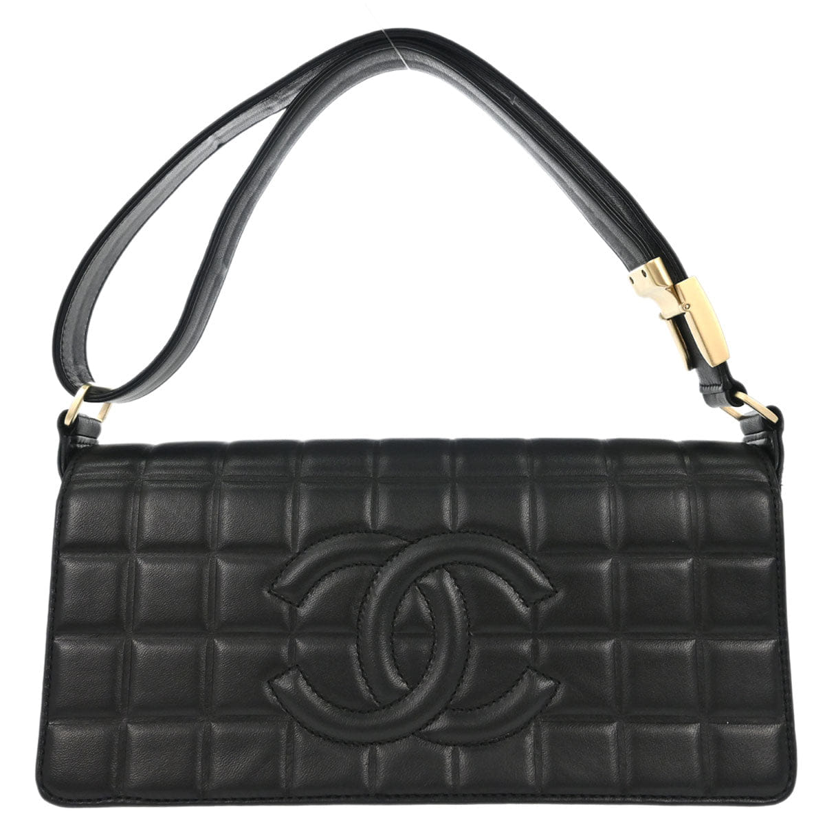 Chanel 2003 - 2004 Black Lambskin Choco Bar Shoulder Bag