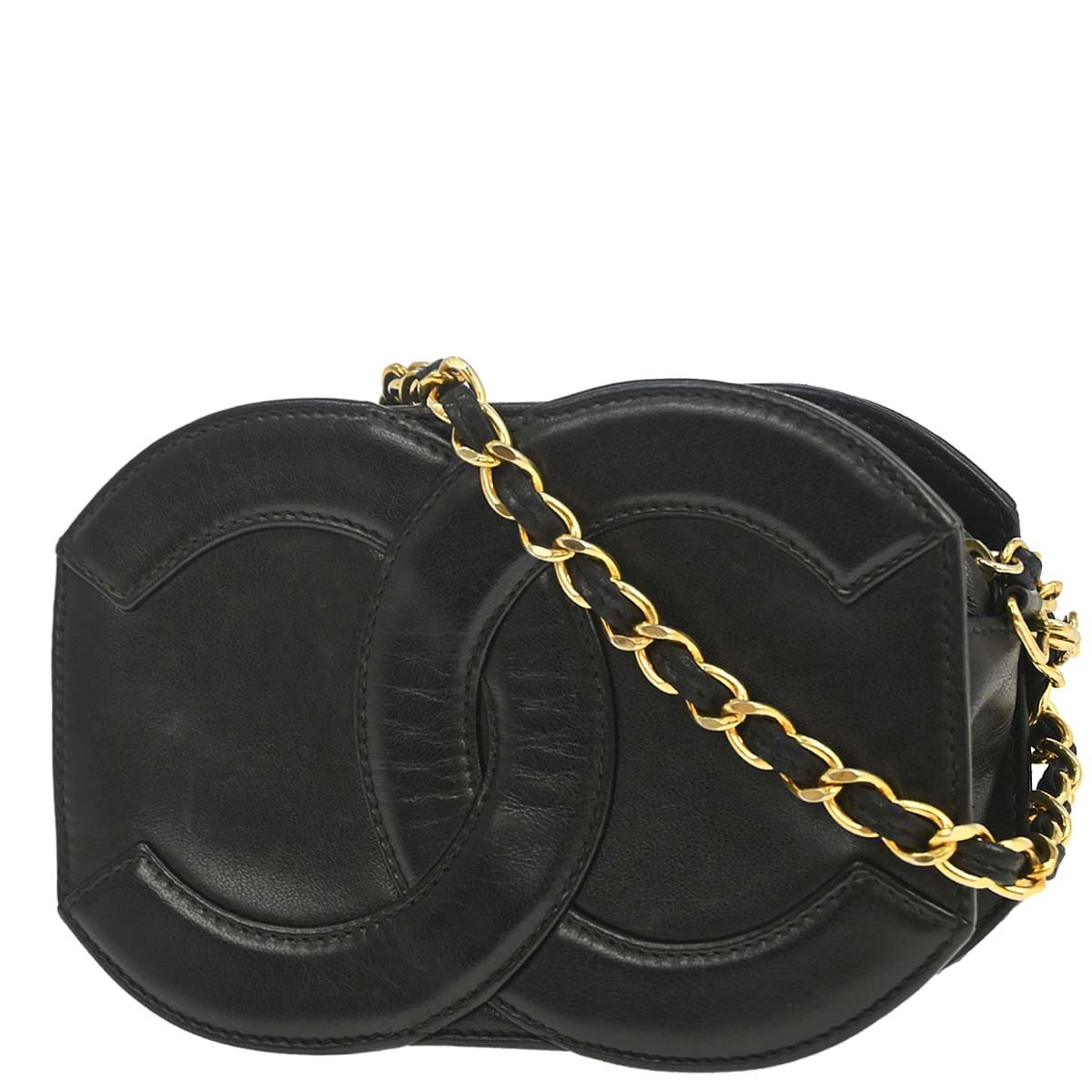 Chanel 1989 - 1991 Black Lambskin Jumbo CC Tassel Single Chain Shoulder Bag