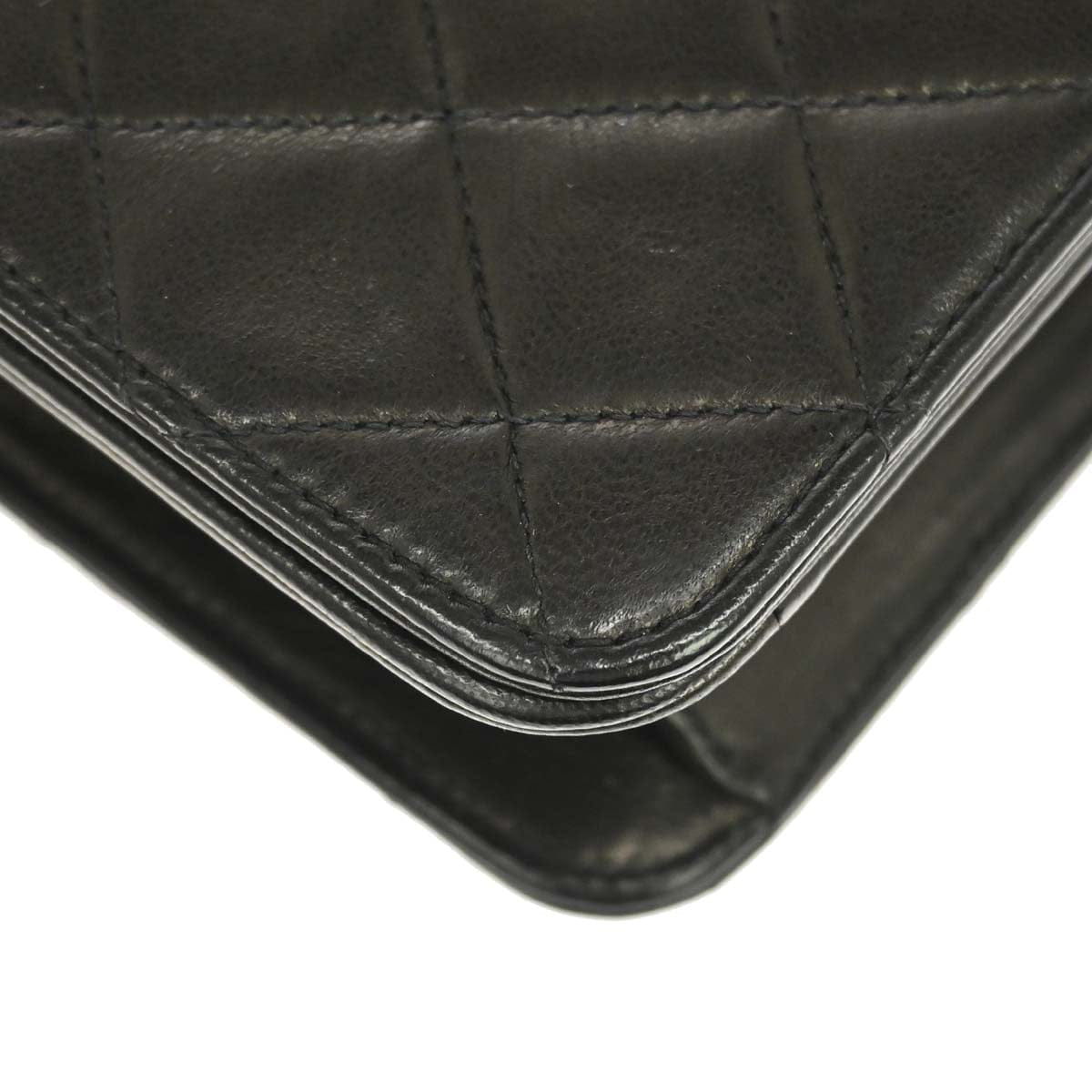 Chanel 1991 - 1994 Black Lambskin Pushlock Mini Full Flap Shoulder Bag