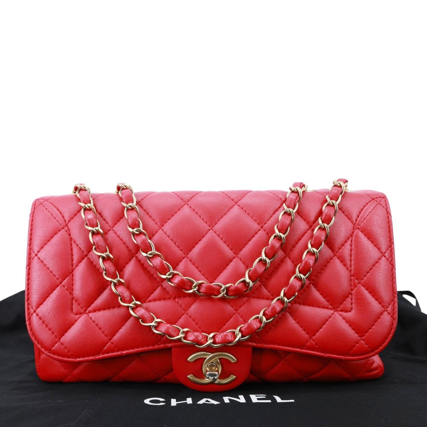 CHANEL Mademoiselle Chic Flap Medium Leather Shoulder Bag Red