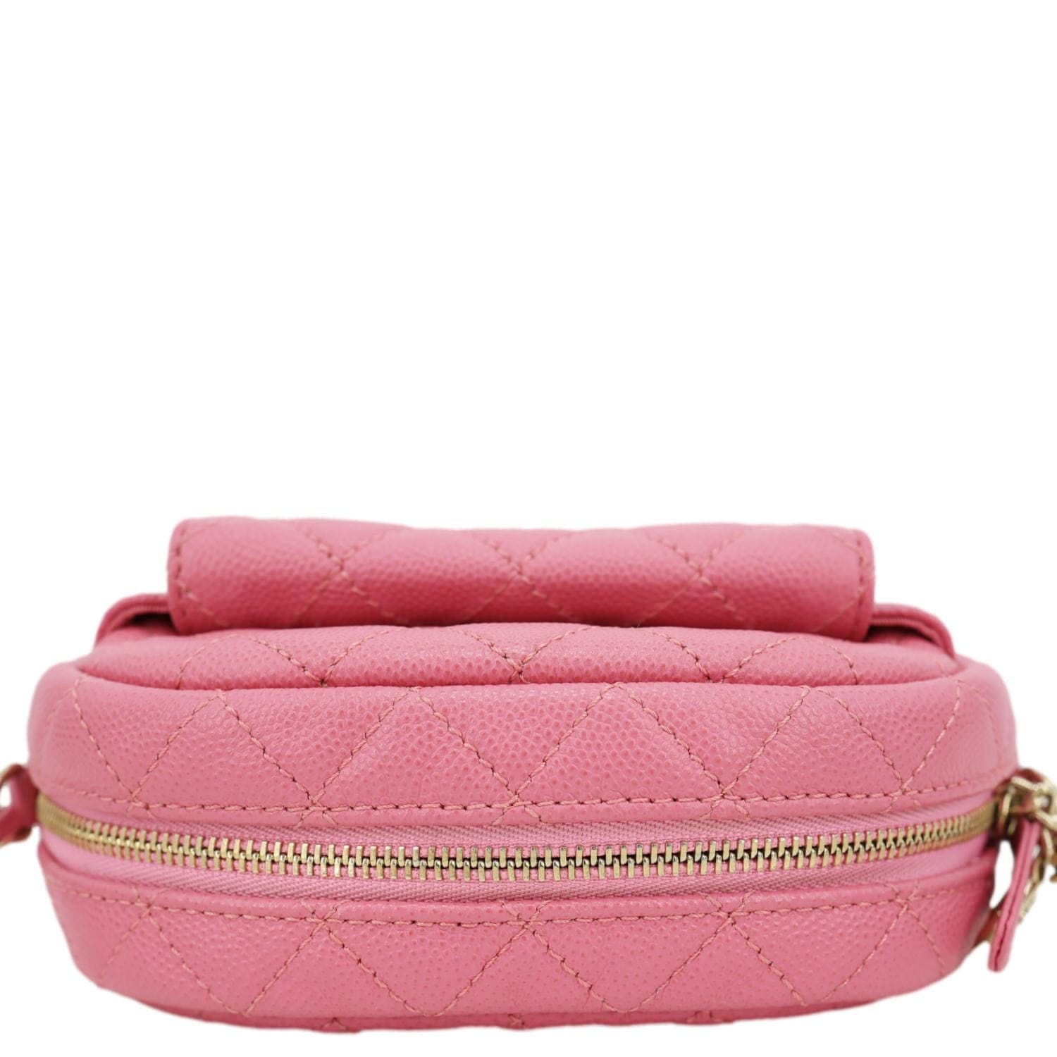 CHANEL Day Camera Case Quilted Caviar Leather Chain Shoulder Bag Pink