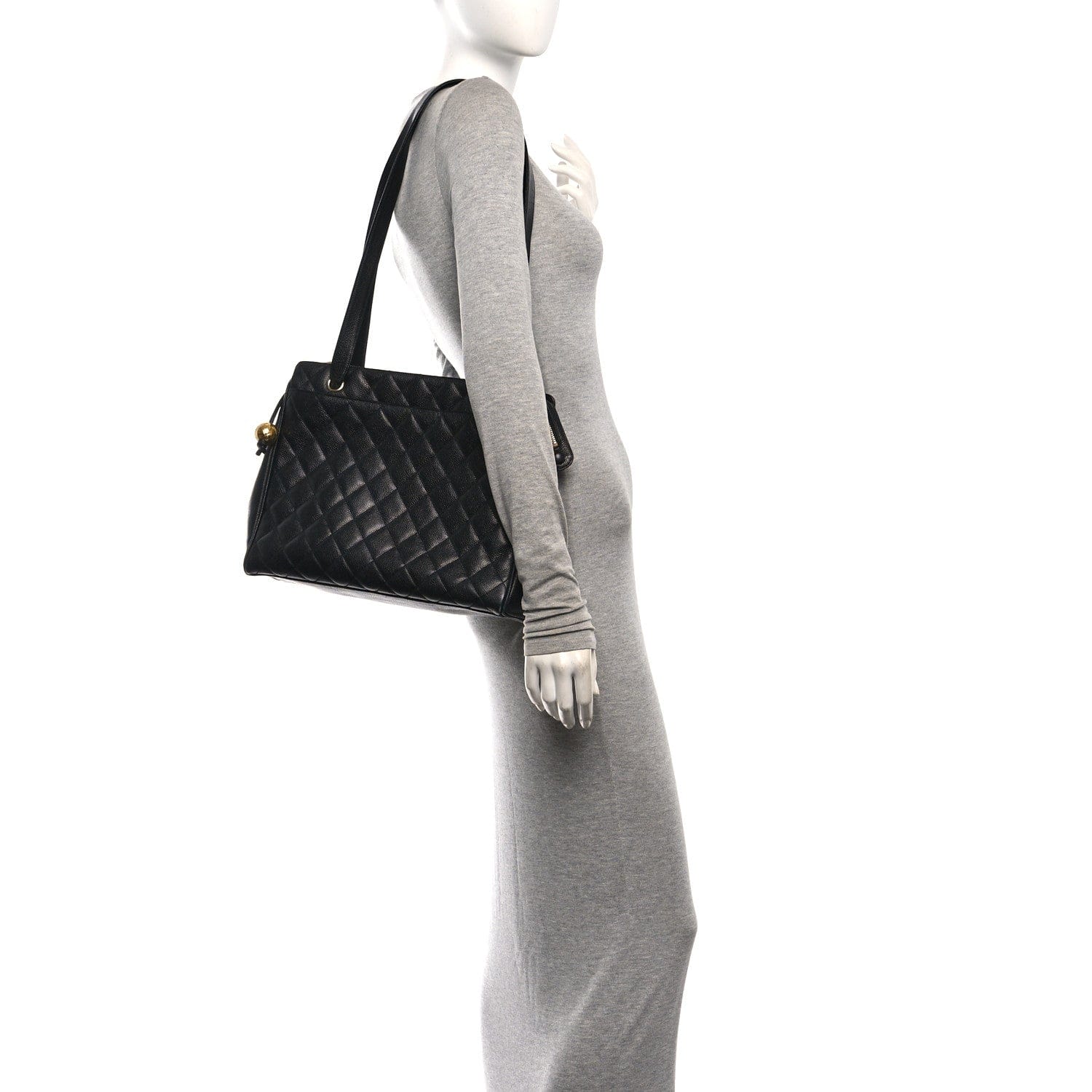 Chanel Caviar Quilted Shoulder Bag Black Black