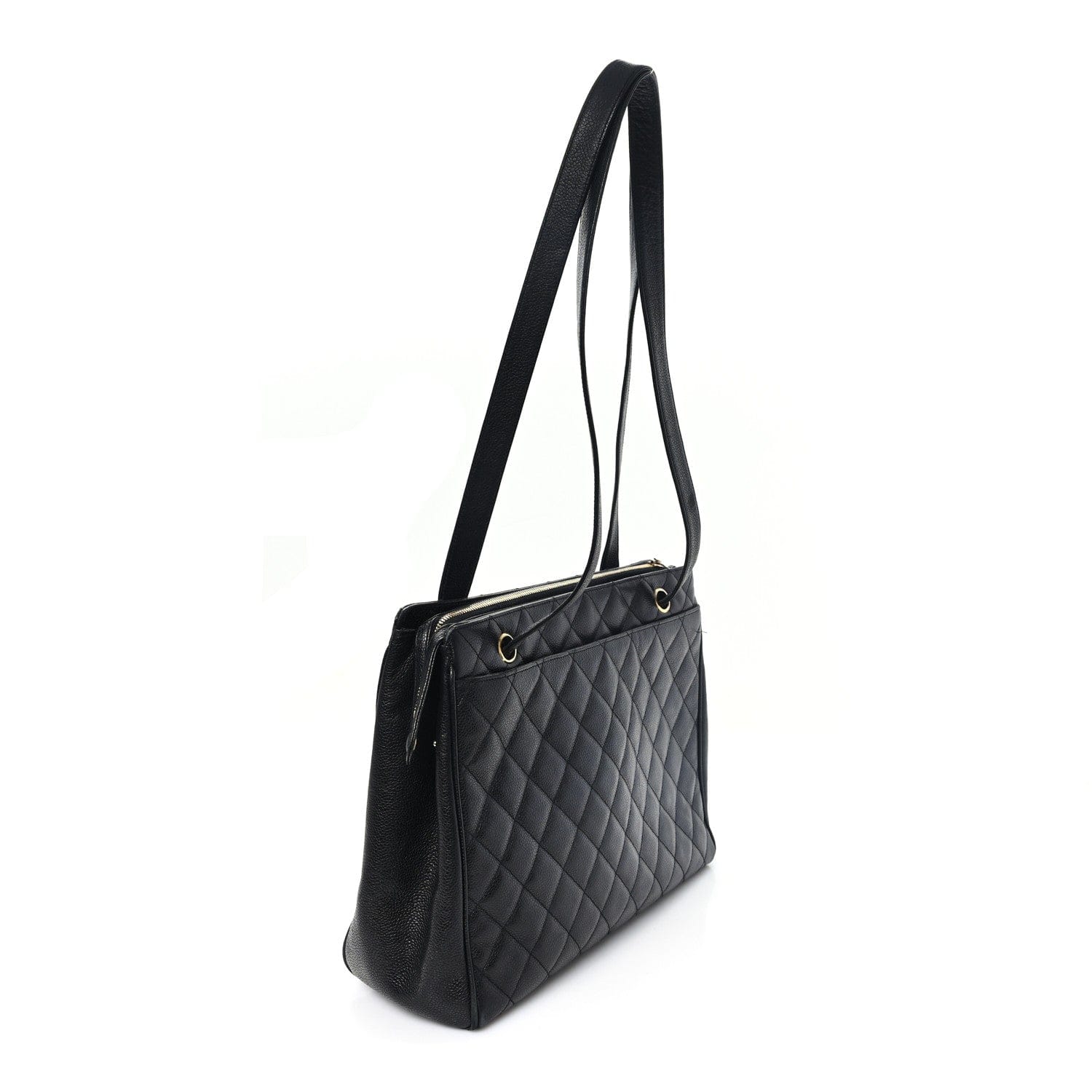Chanel Caviar Quilted Shoulder Bag Black Black