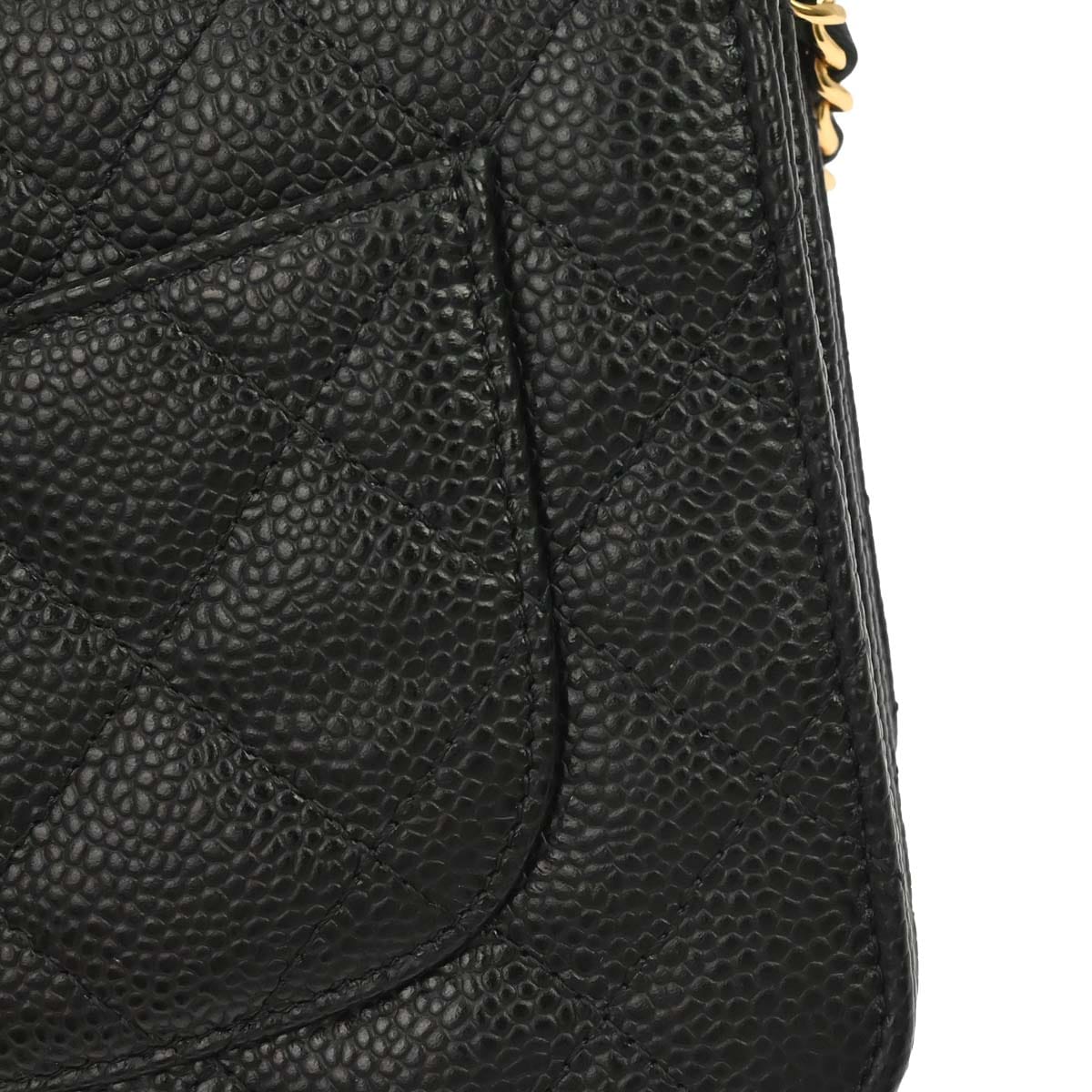 Chanel 2019 Black Caviar Skin Classic WOC Wallet on Chain Shoulder Bag