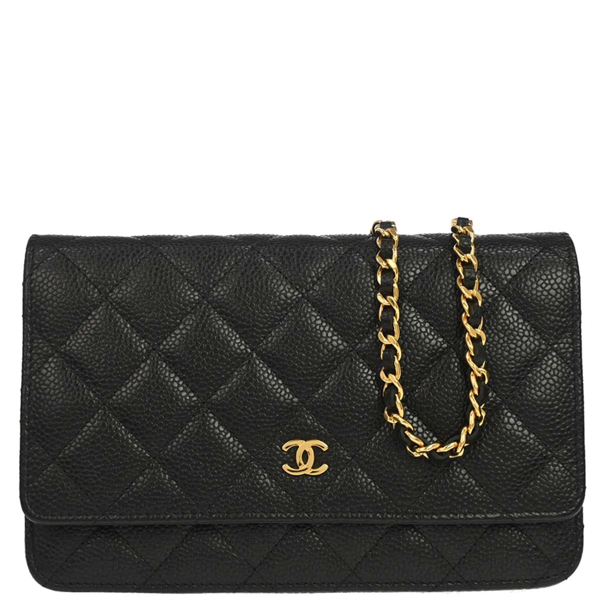Chanel 2016 - 2017 Black Caviar Skin Classic WOC Wallet on Chain Shoulder Bag