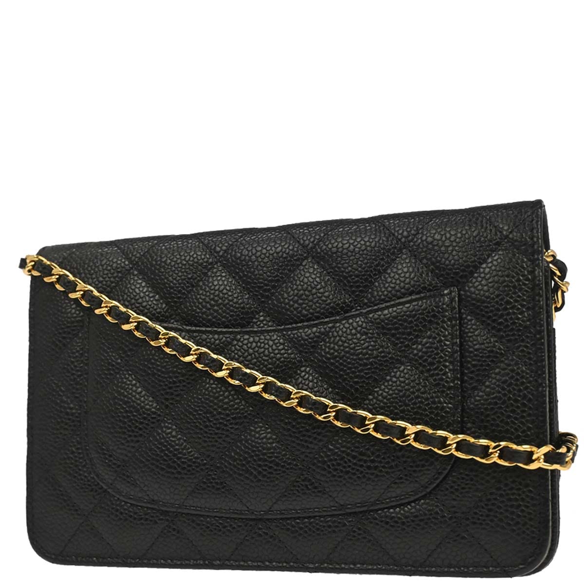 Chanel 2016 - 2017 Black Caviar Skin Classic WOC Wallet on Chain Shoulder Bag