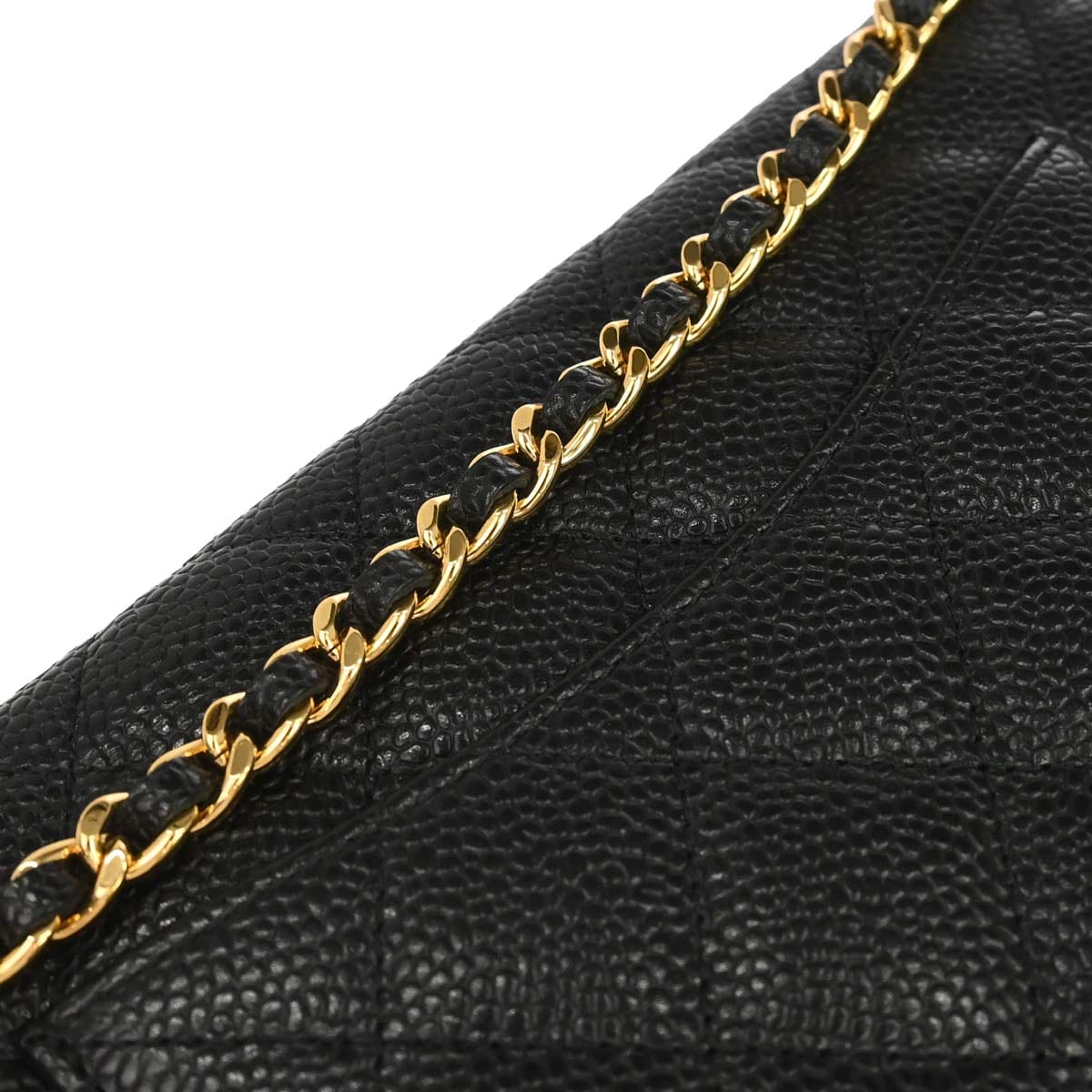 Chanel 2016 - 2017 Black Caviar Skin Classic WOC Wallet on Chain Shoulder Bag