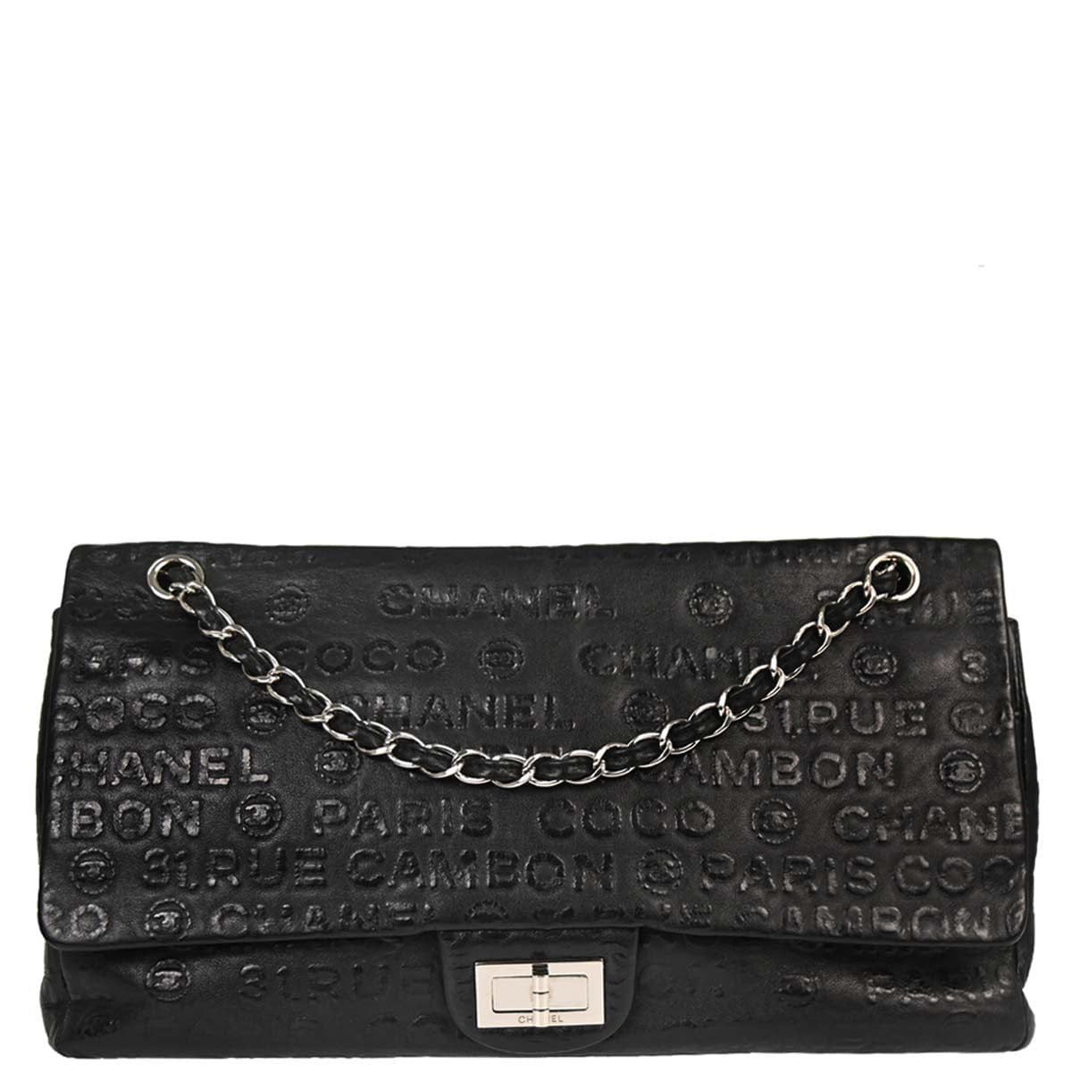 Chanel 2008 - 2009 Black Calfskin Unlimited 2.55 Maxi Double Flap Shoulder Bag