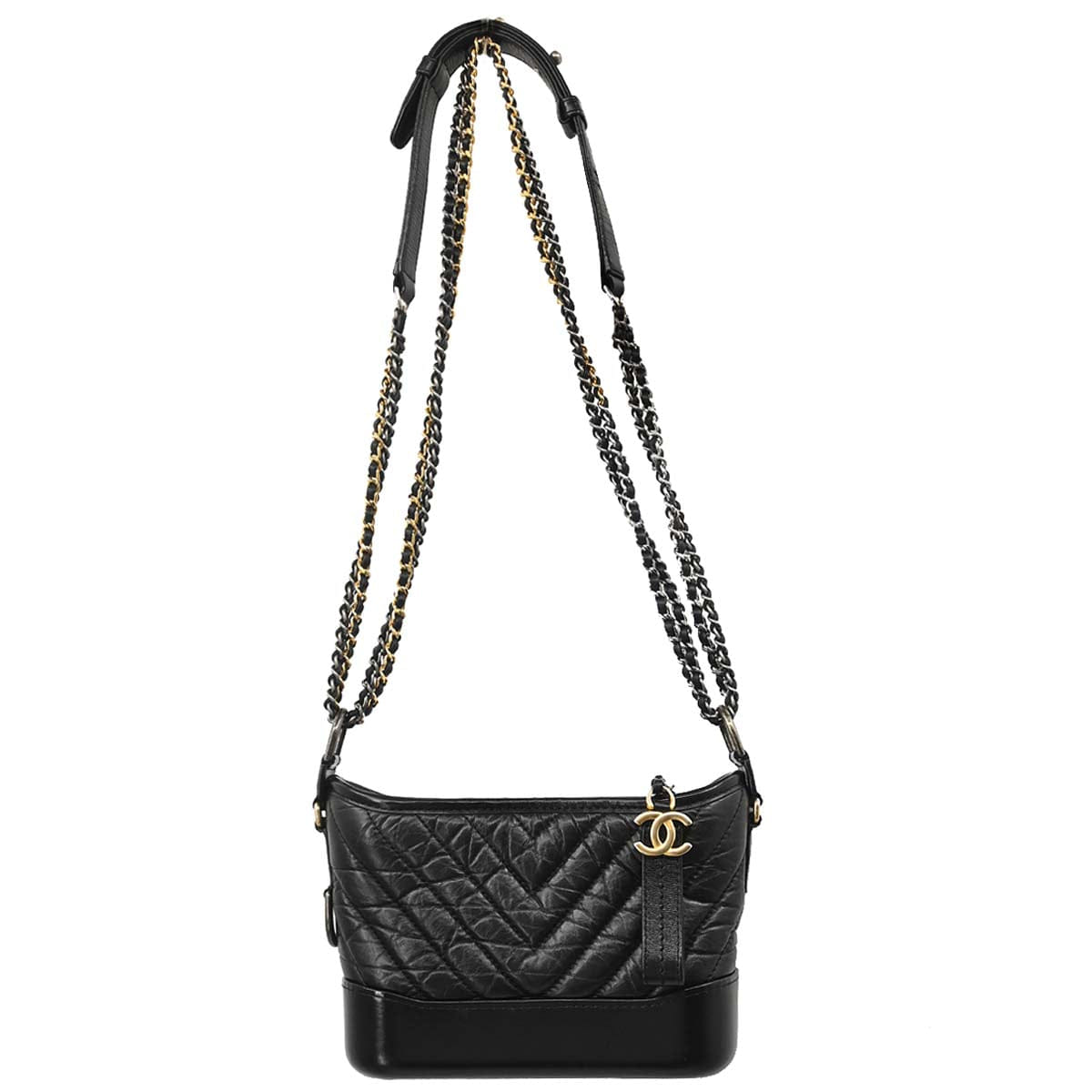 Chanel 2019 Black Lambskin Calfskin Small Gabrielle Shoulder Bag