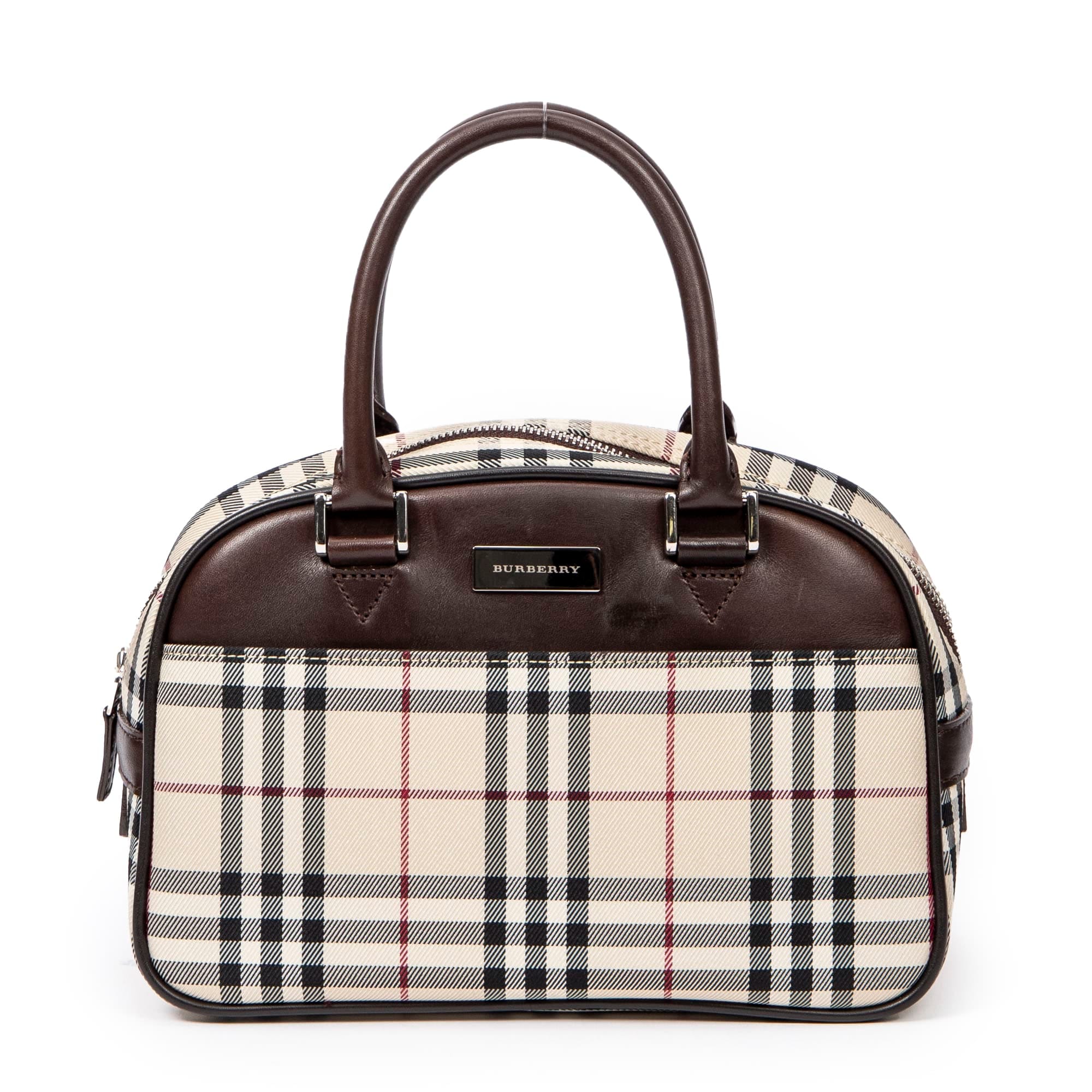 Burberry Beige/Brown/Red Canvas Mini Dome AAX7803
