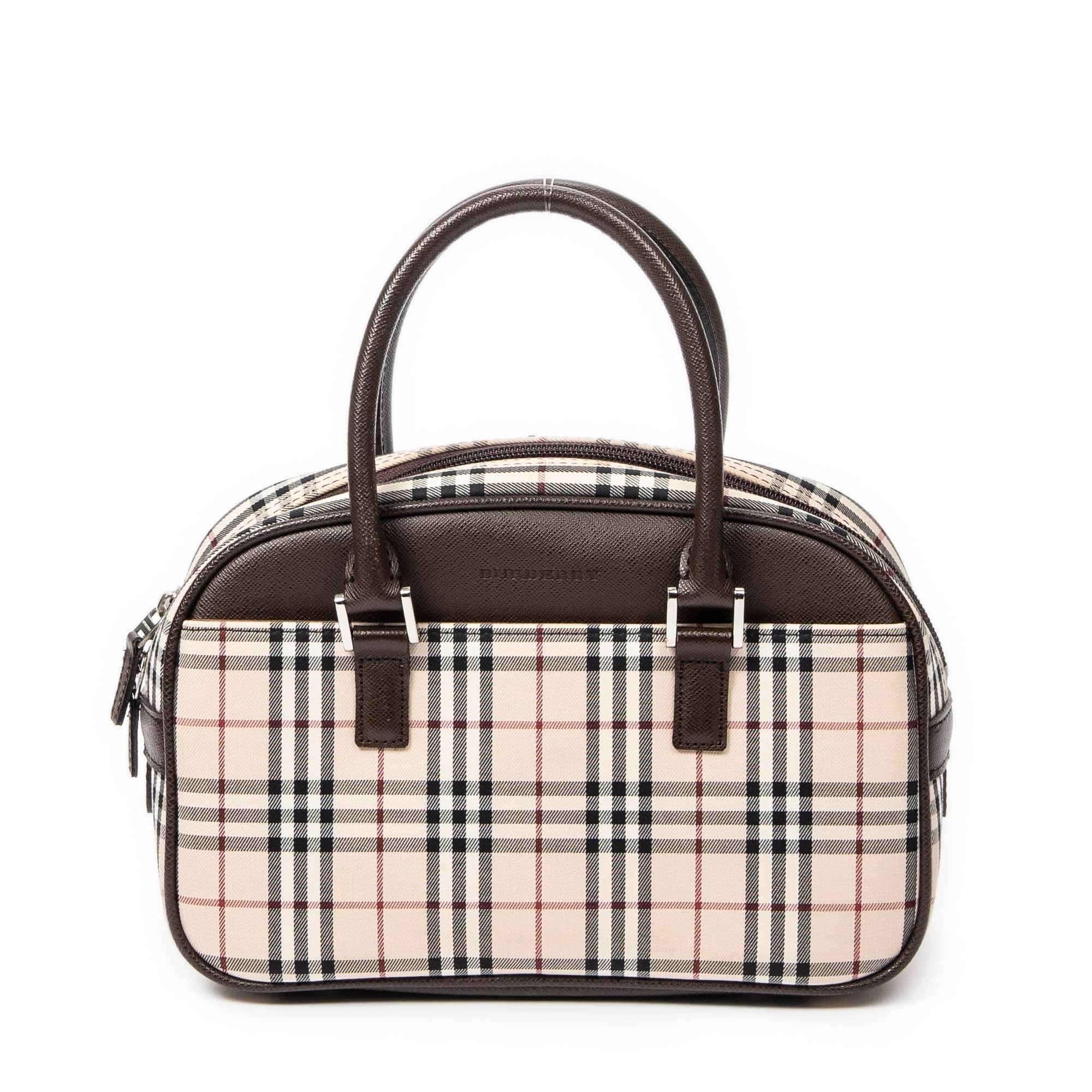 Burberry Beige/Brown Canvas Small Boston AAY8979