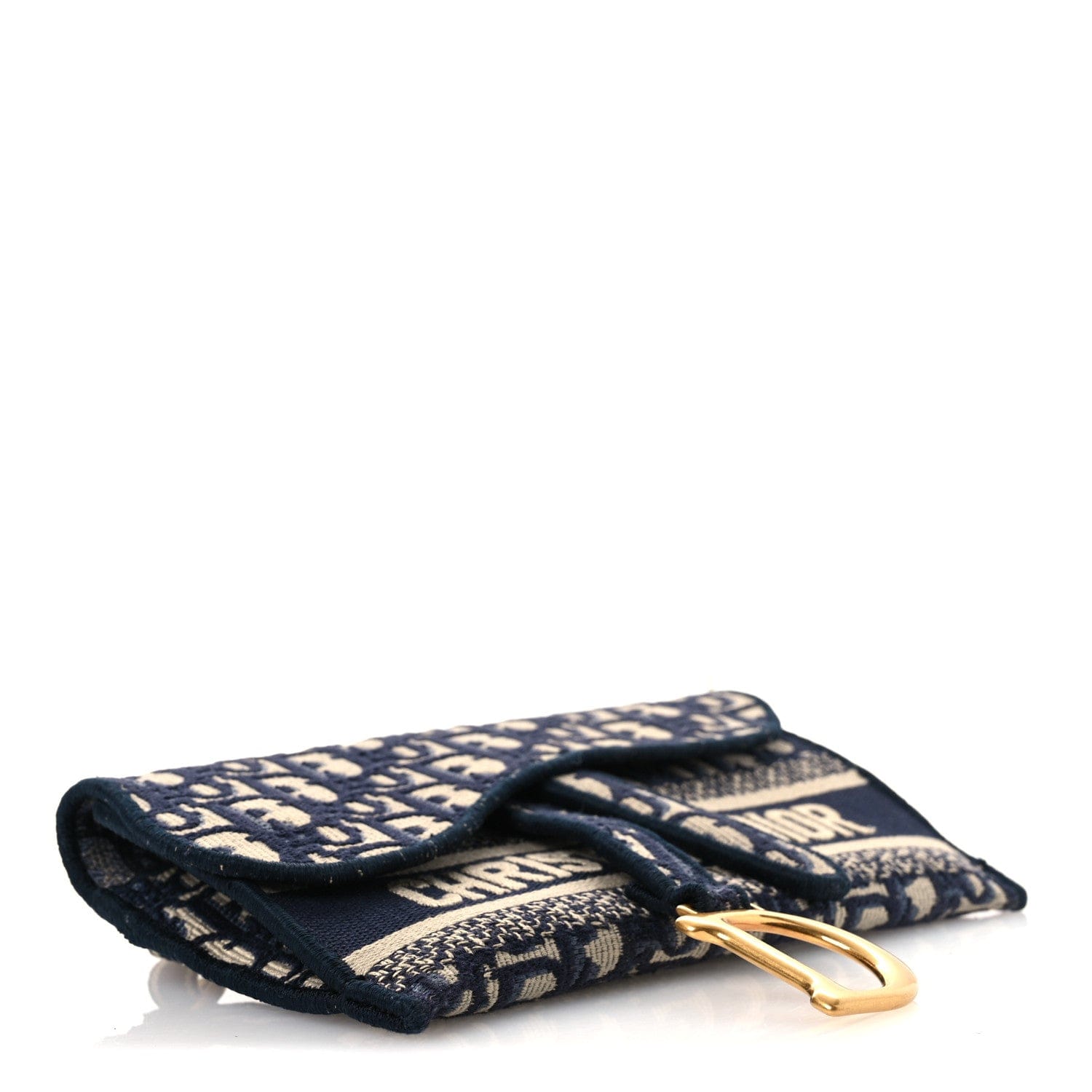 Christian Dior Oblique Slim Saddle Pouch Blue
