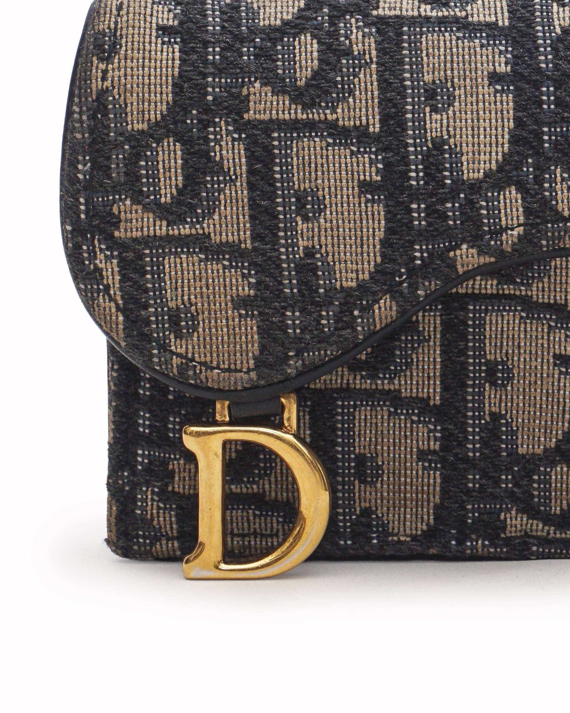 Dior Christian Dior Oblique Jacquard Saddle Flap Card Holder Wallet
