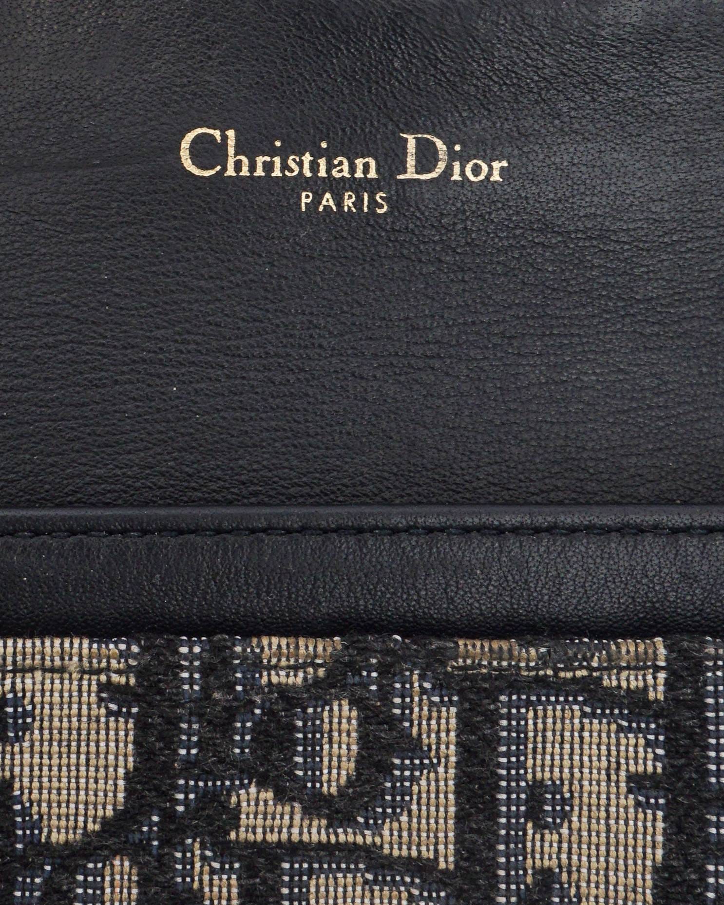 Dior Christian Dior Oblique Jacquard Saddle Flap Card Holder Wallet