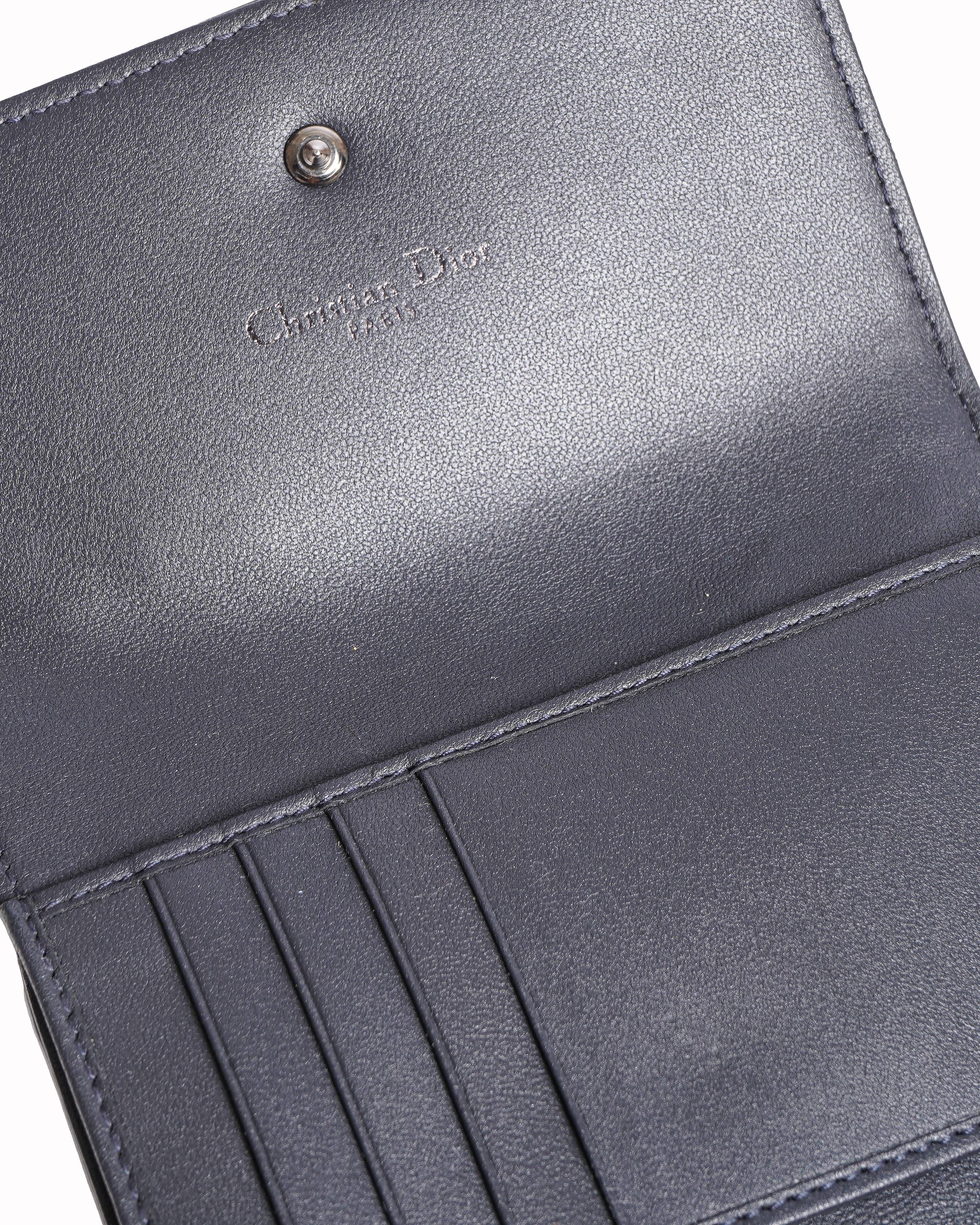 Dior Christian Dior Micro Metallic Diorama Black Micro Cannage Wallet
