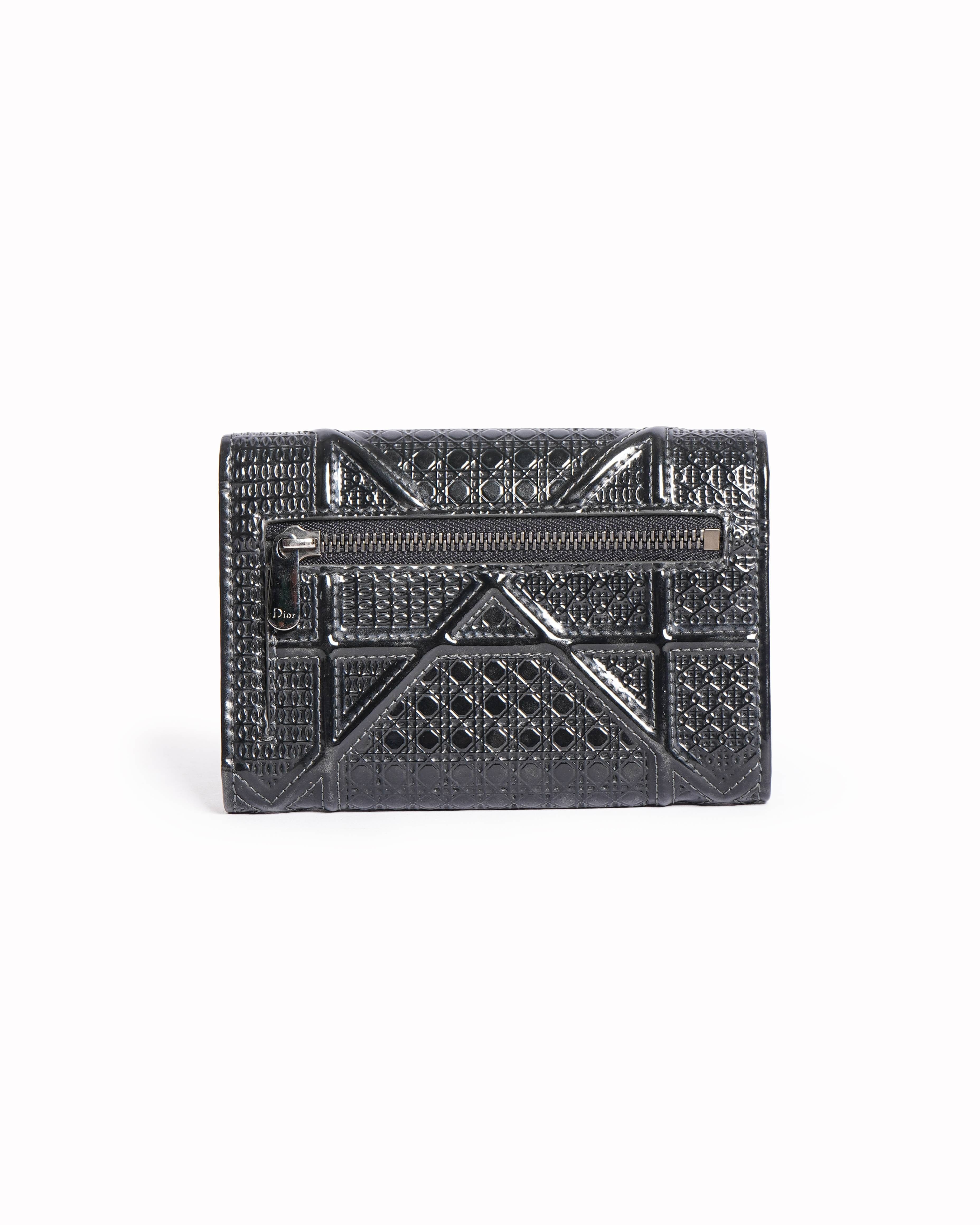 Dior Christian Dior Micro Metallic Diorama Black Micro Cannage Wallet