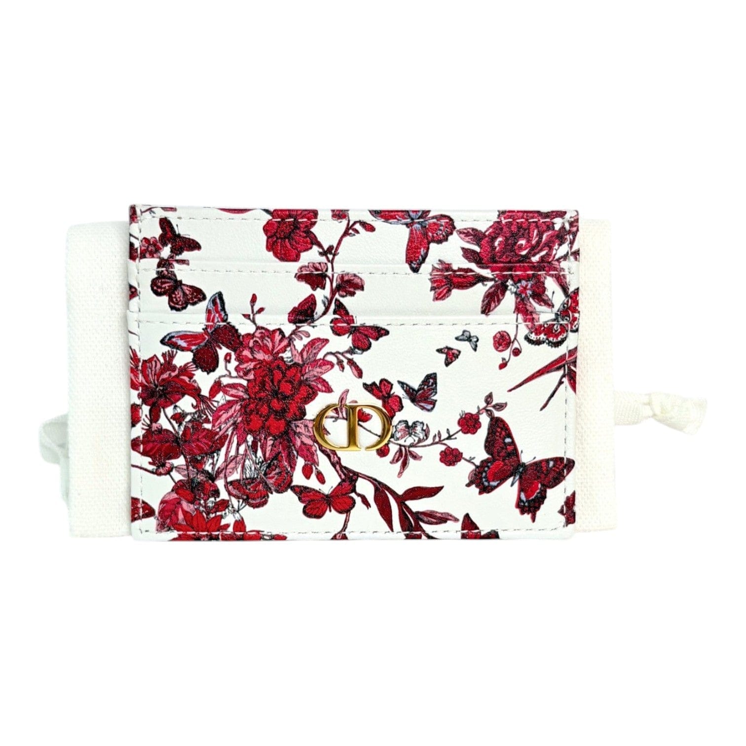 Dior White Flower Card Holder Wallet