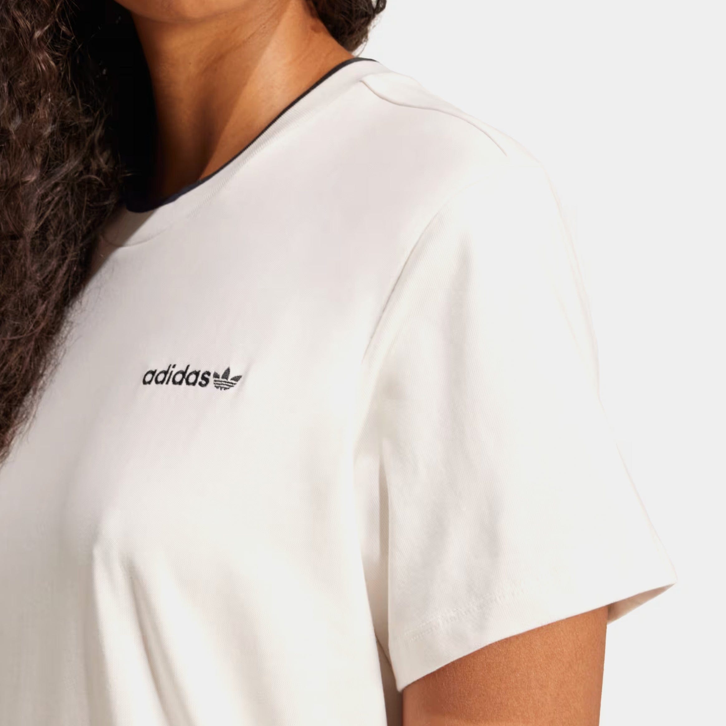 adidas Graphic Sports 3 Stripes Womens Short Sleeve Shirt (Cloud White)