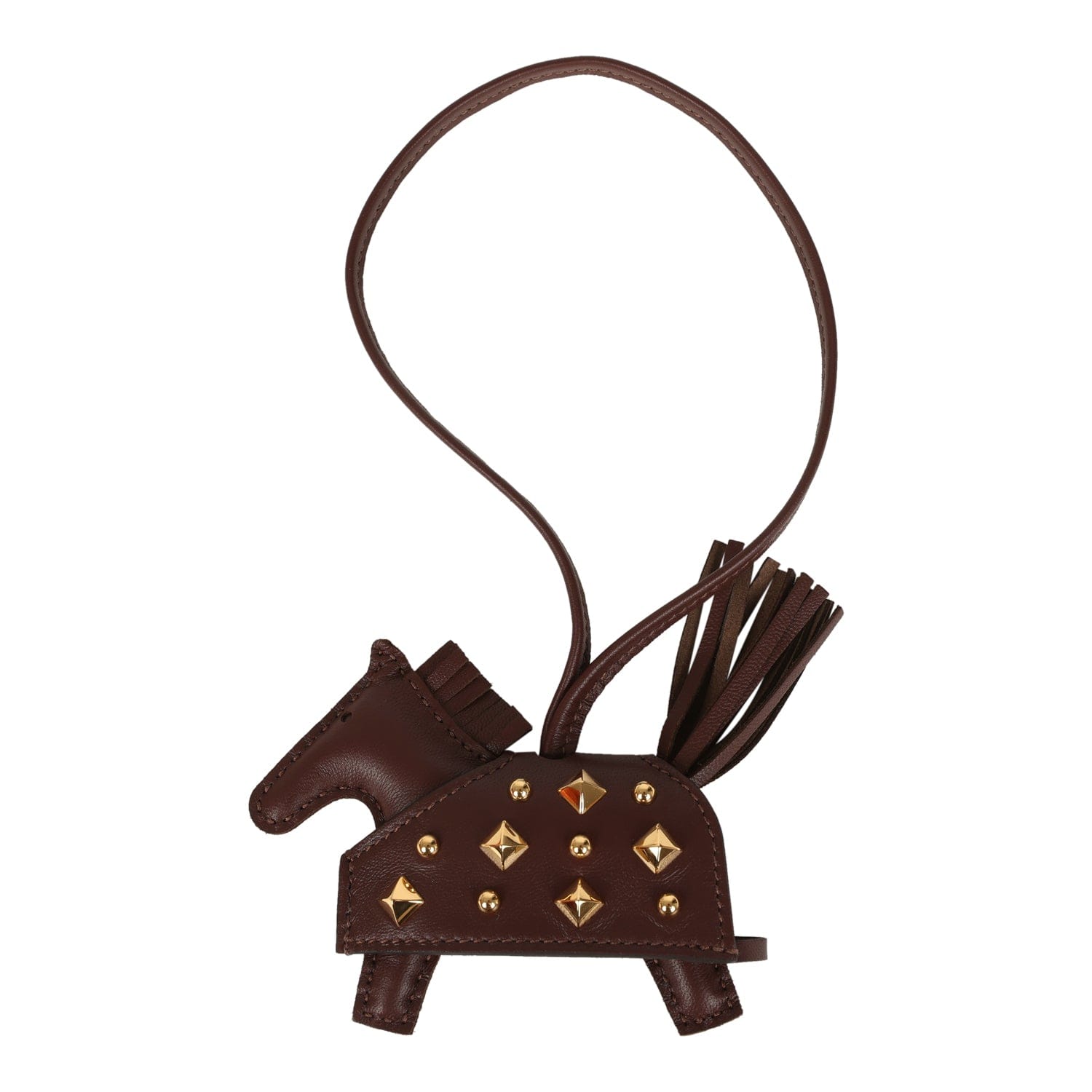 Hermes Rodeo Rock Bag Charm PM Terre Milo Lambskin Gold Hardware