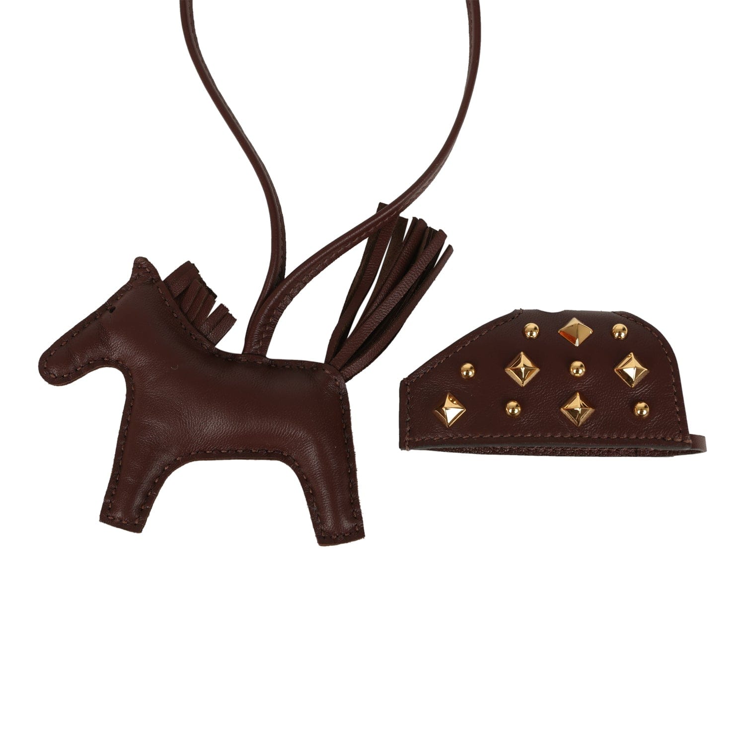 Hermes Rodeo Rock Bag Charm PM Terre Milo Lambskin Gold Hardware